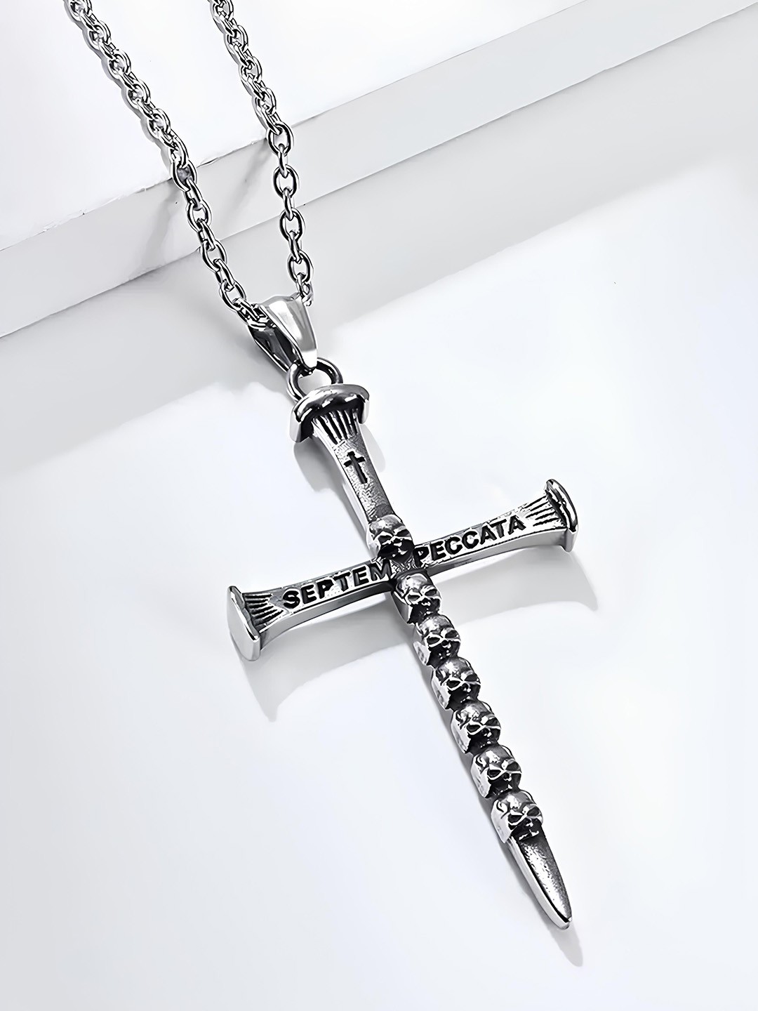 

KARISHMA KREATIONS 92.5 Sterling Silver Silver-Plated Cross Pendant With Chain