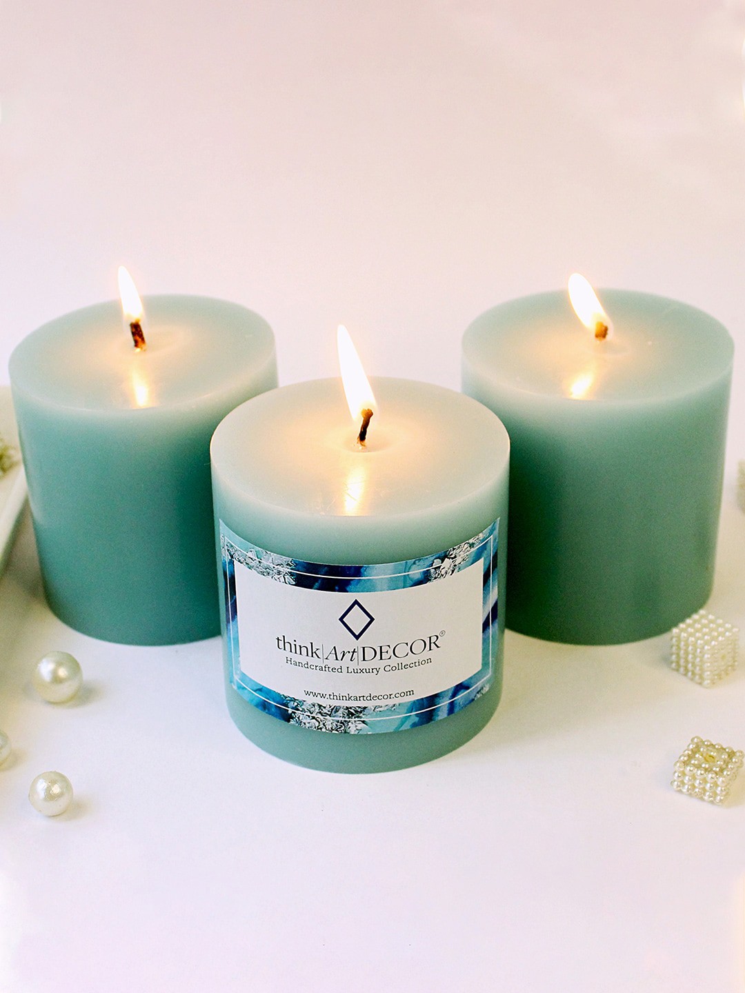 

ThinkArtDecor Discover Sea Green 3 Pieces Pillar Candles