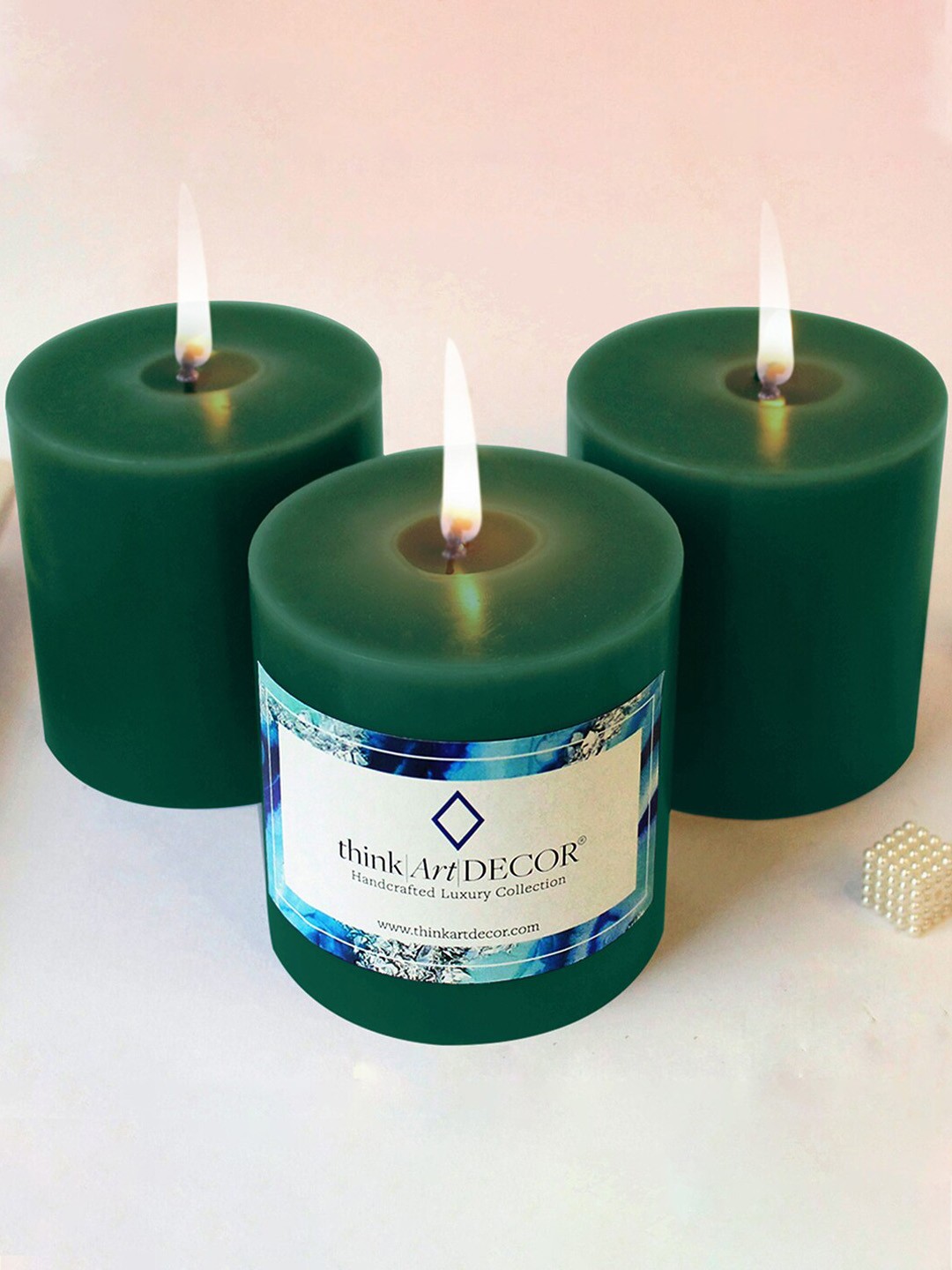 

ThinkArtDecor Green 3 Pieces Unscented Smokeless & Dripless Discover Wax Candles