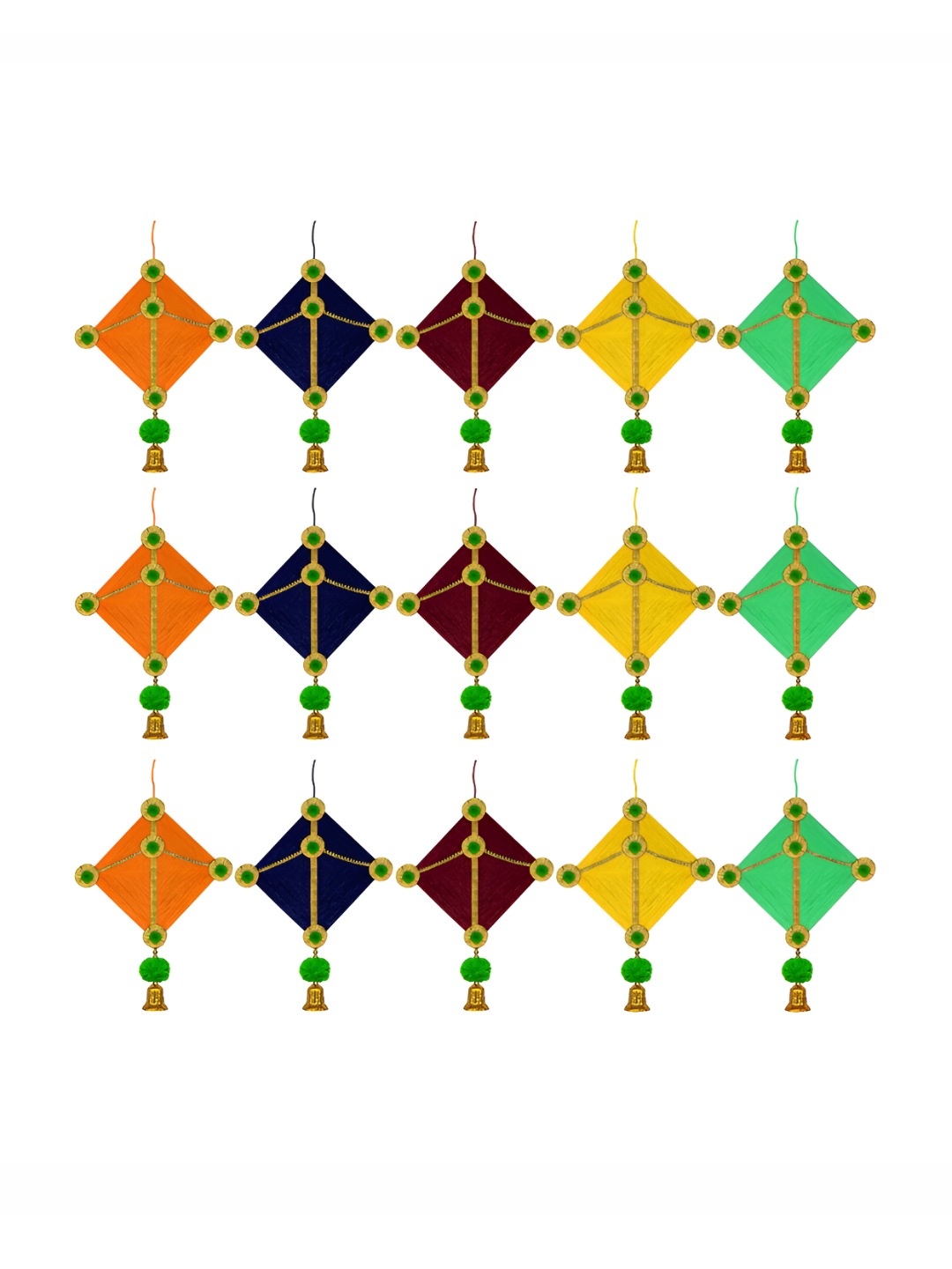 

iHandikart Blue & Yellow 15 Pieces Woolen Kite Wall Hanging