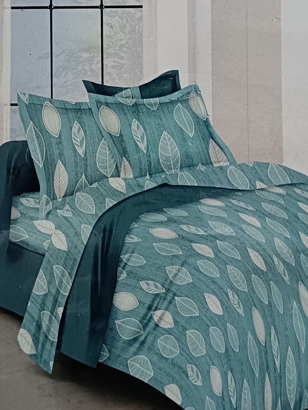 

Signature Olive Green & Beige Printed Cotton Bedding Set