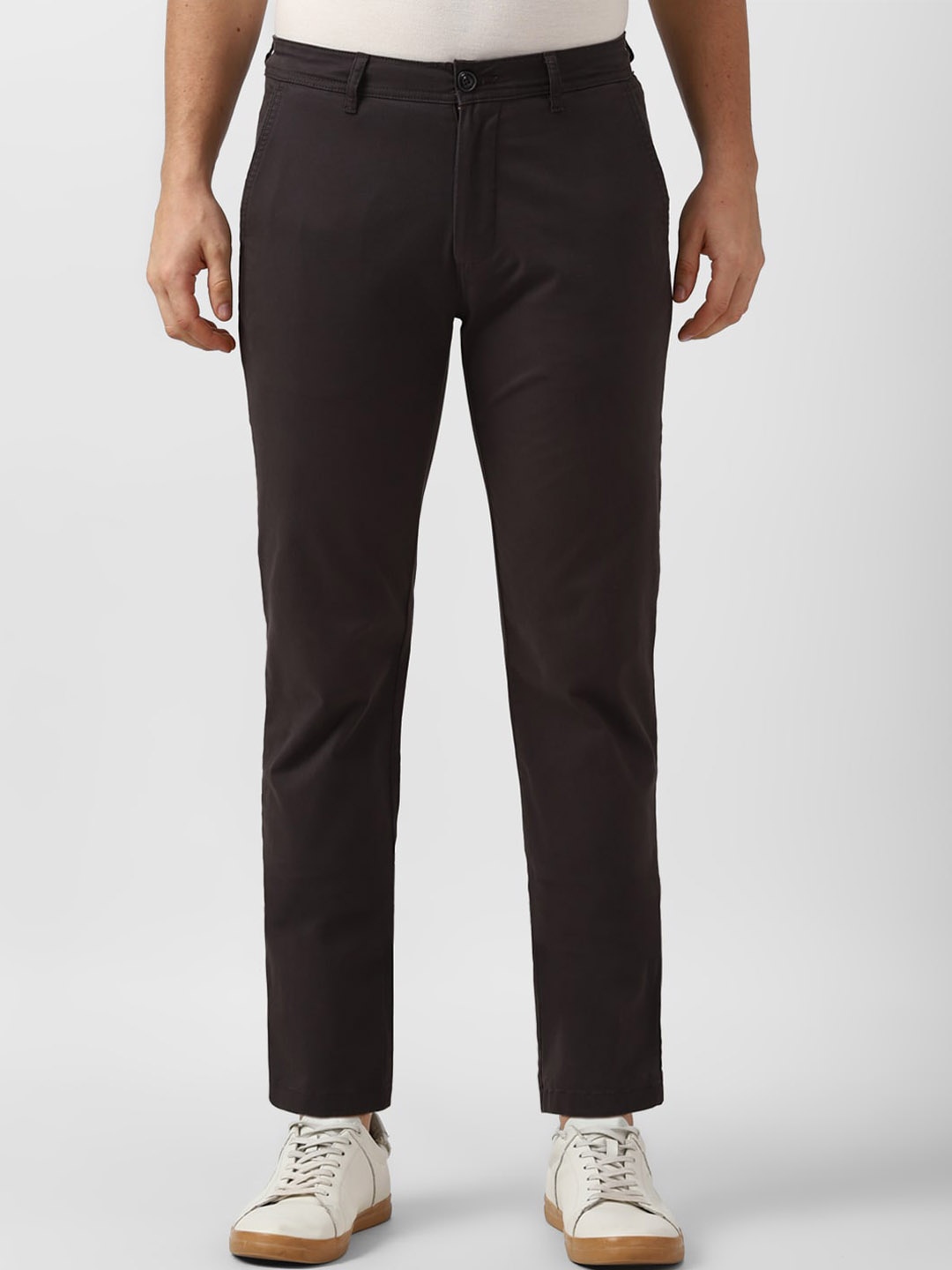 

Peter England Casuals Men Mid-Rise Super Slim Fit Trousers, Brown