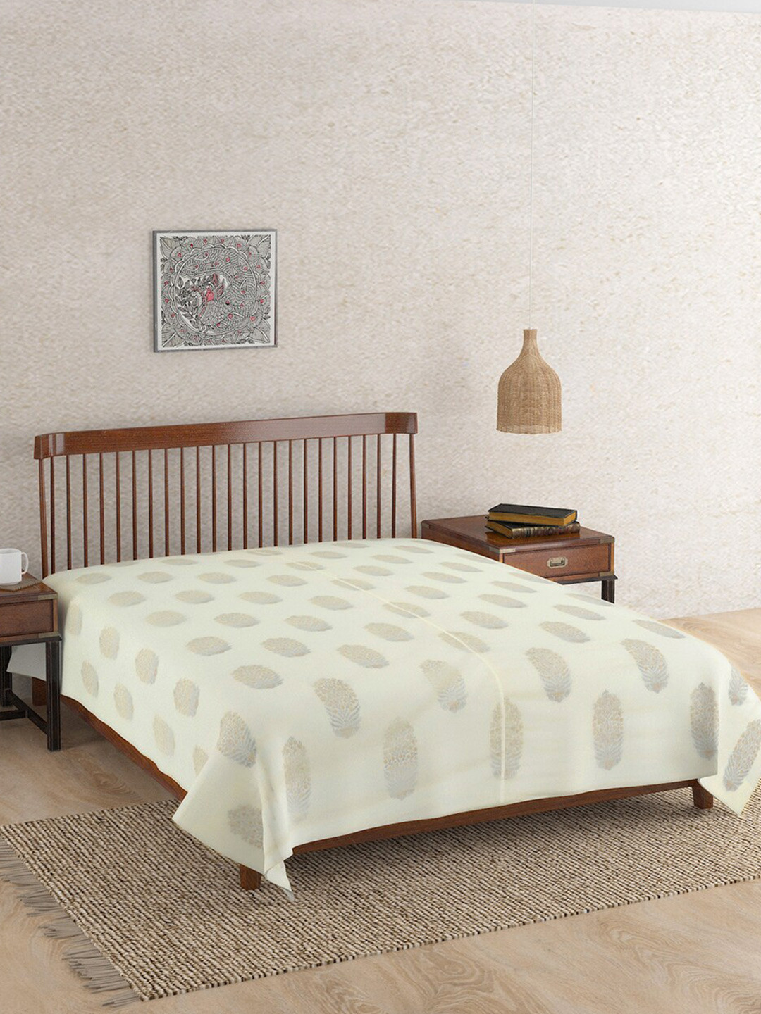 

Fabindia Yellow & Grey Ethnic Motifs Printed Cotton Single Bed Dohar