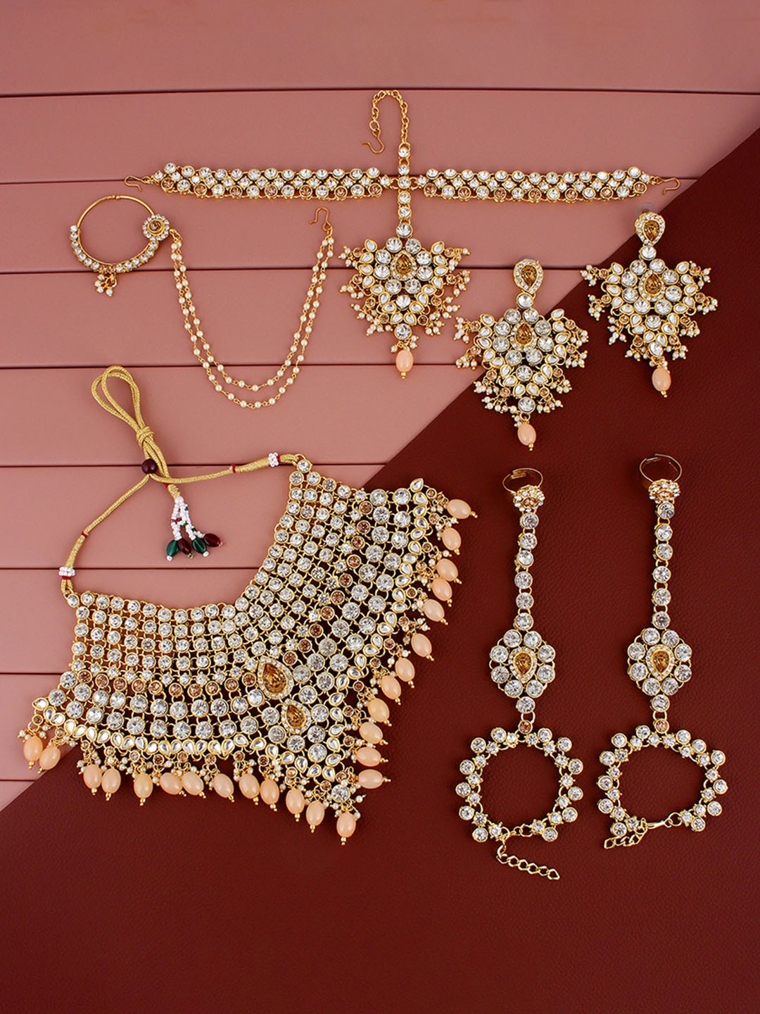 

LUCKY JEWELLERY Gold-Plated Bridal Jewellery Set