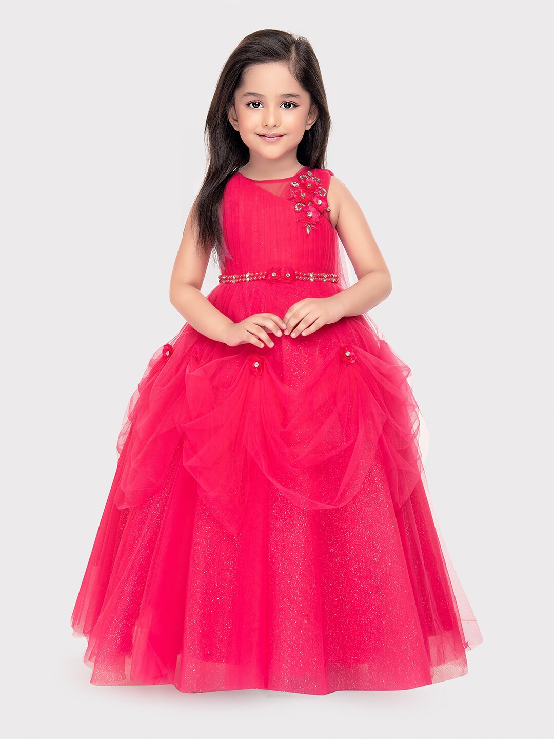 

BETTY Girls Sleeveless Net Gown, Pink
