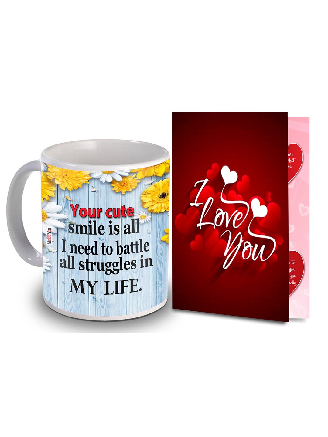 

ME & YOU Red & White 2 Pcs Printed Home Gift Set