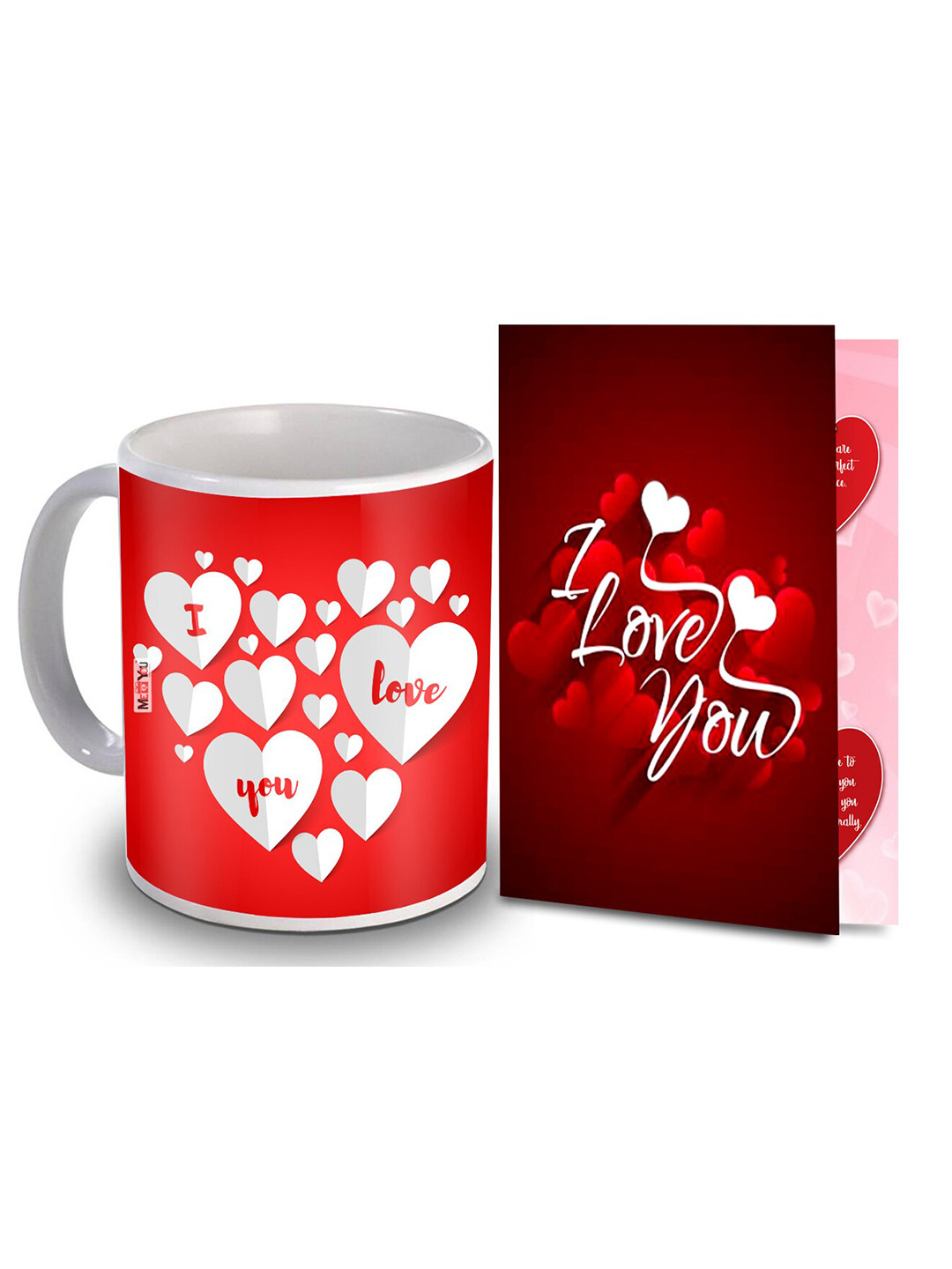 

ME & YOU Red & White 2 Pcs Printed Home Gift Set