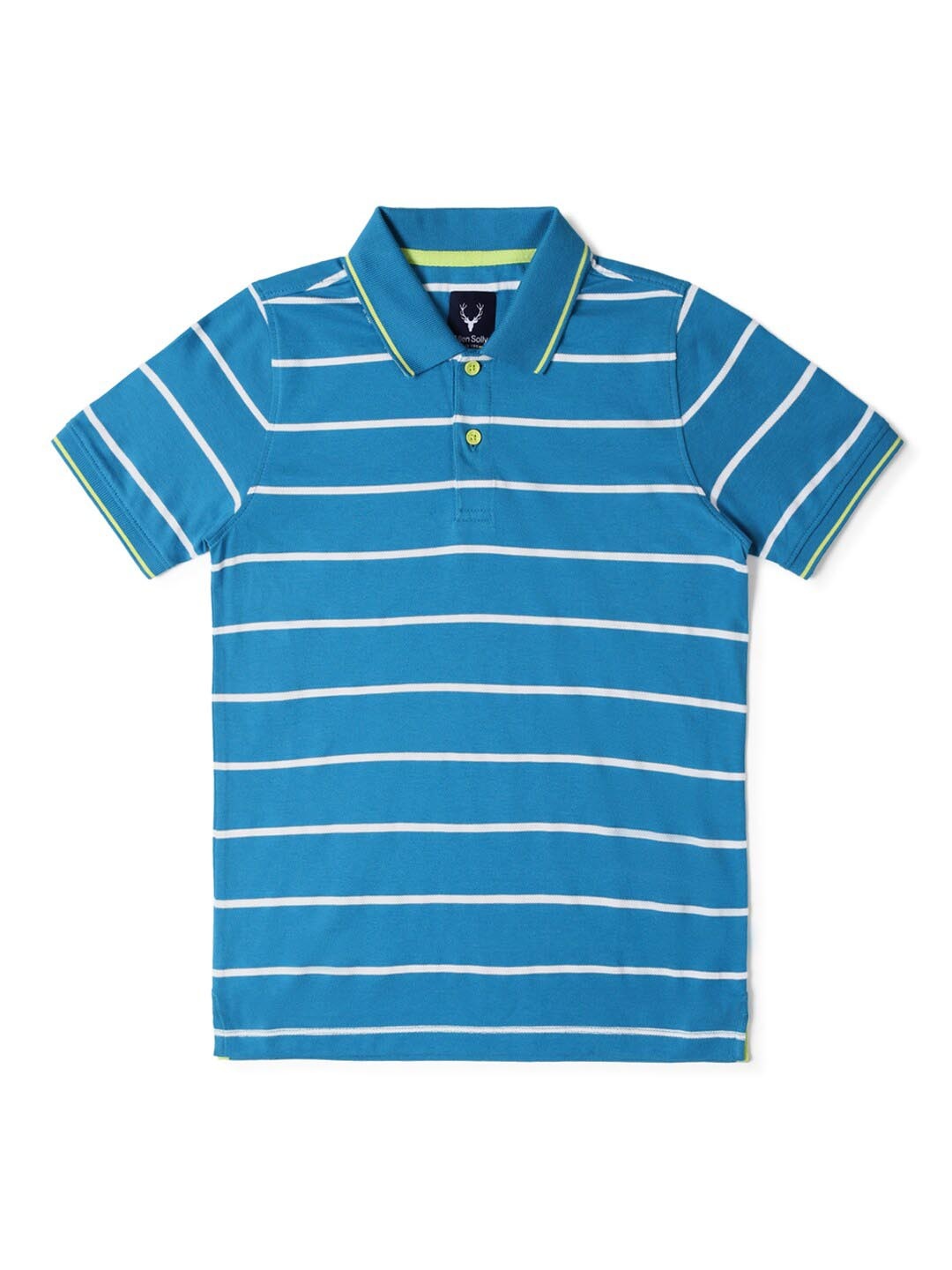 

Allen Solly Junior Boys Striped Polo Collar Cotton T-shirt, Blue