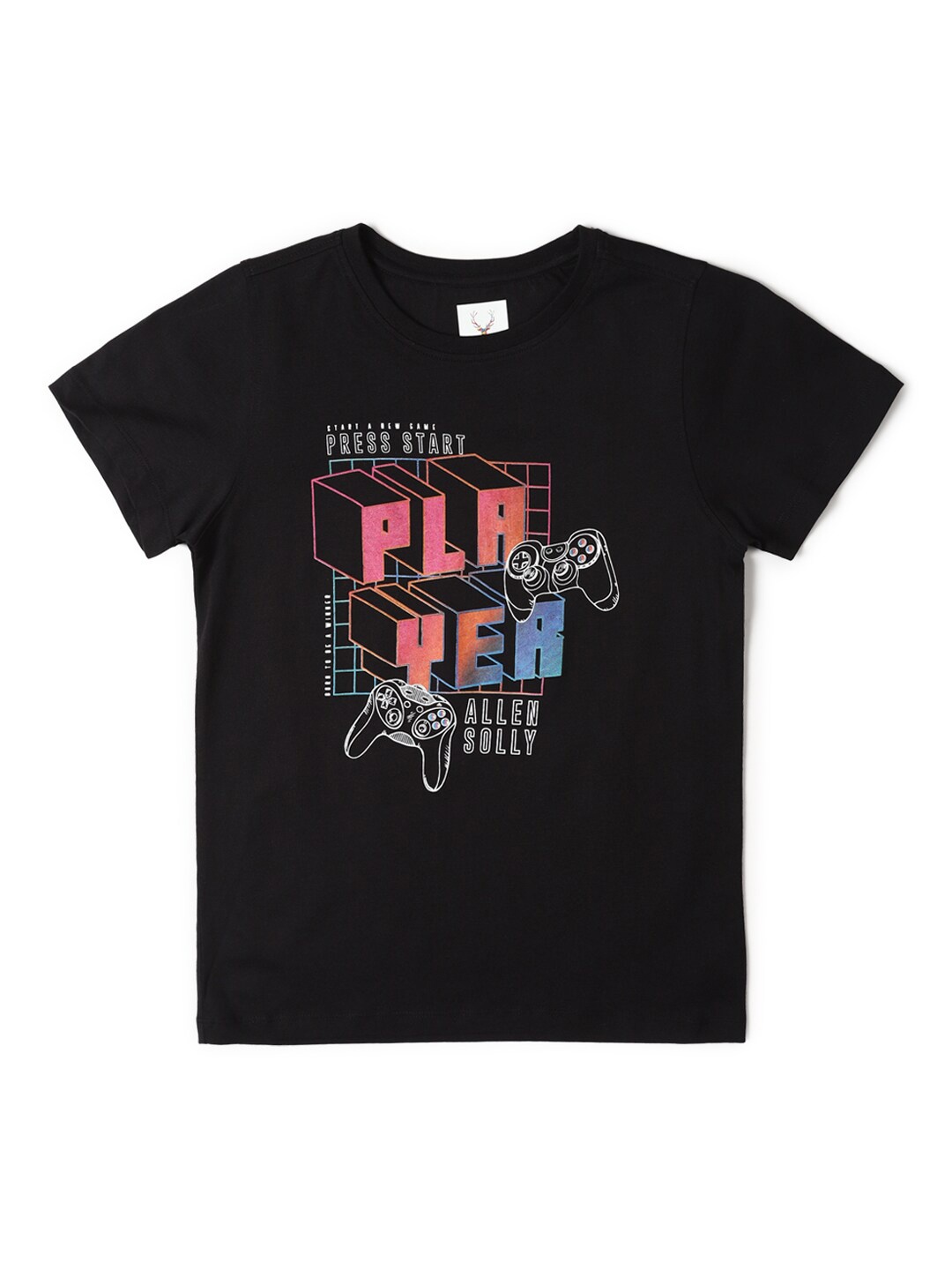 

Allen Solly Junior Boys Typography Printed Pure Cotton T-shirt, Black