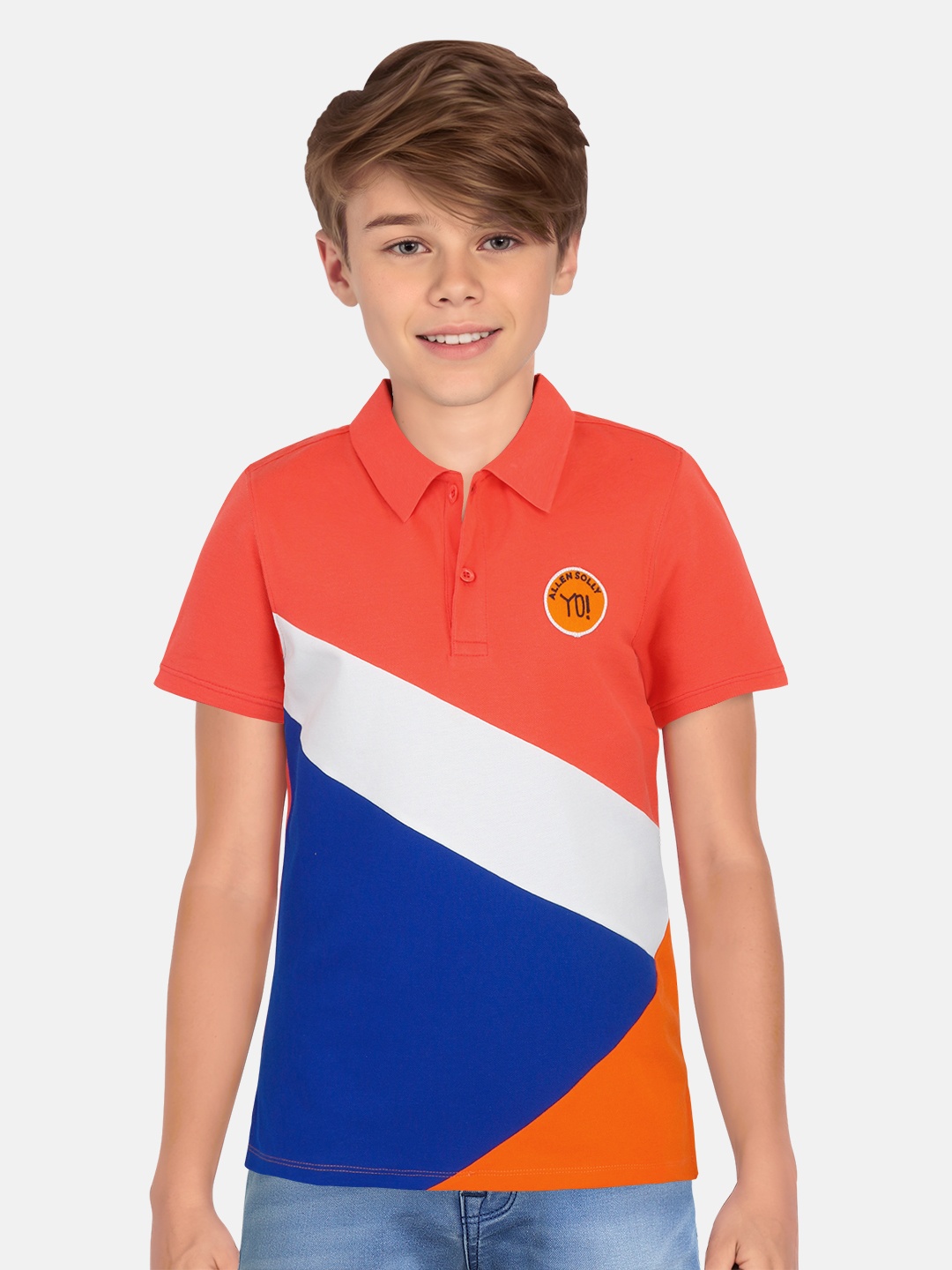 

Allen Solly Junior Boys Colourblocked Polo Collar T-shirt, Peach