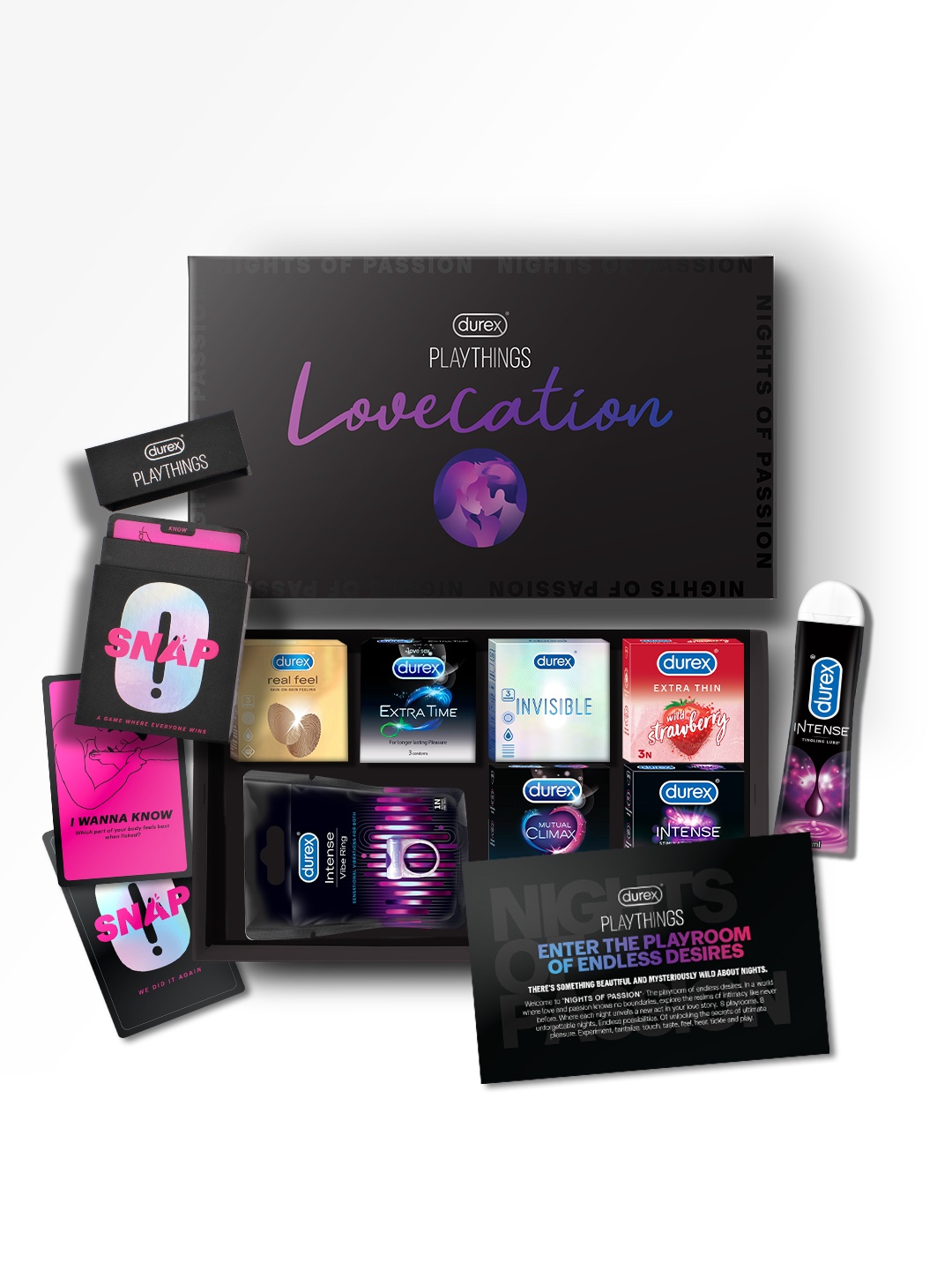 

Durex Playkit - Lovecation Condoms, Lube & Playthings, Black