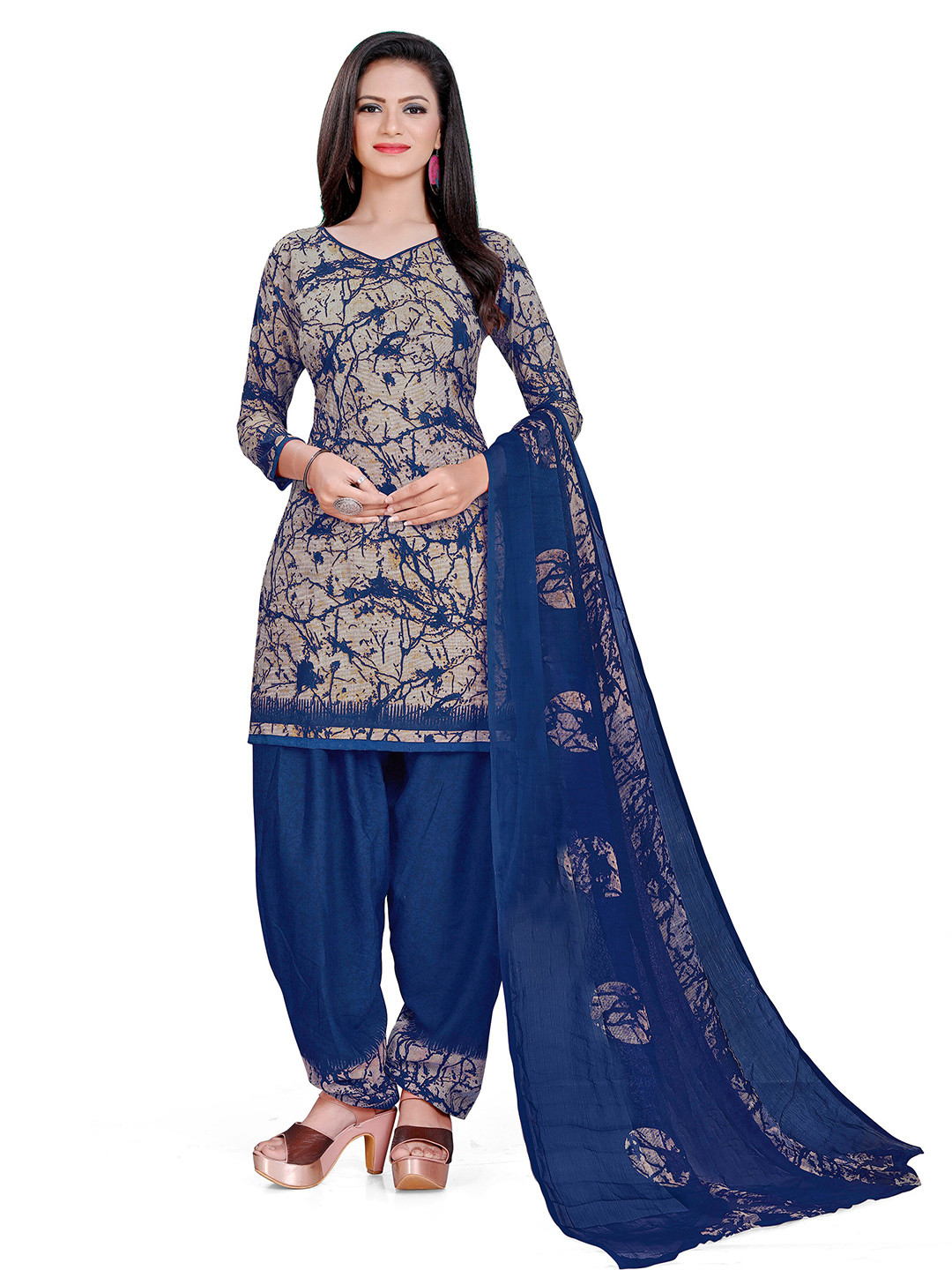 

MANVAA Printed Unstitched Dress Material, Grey