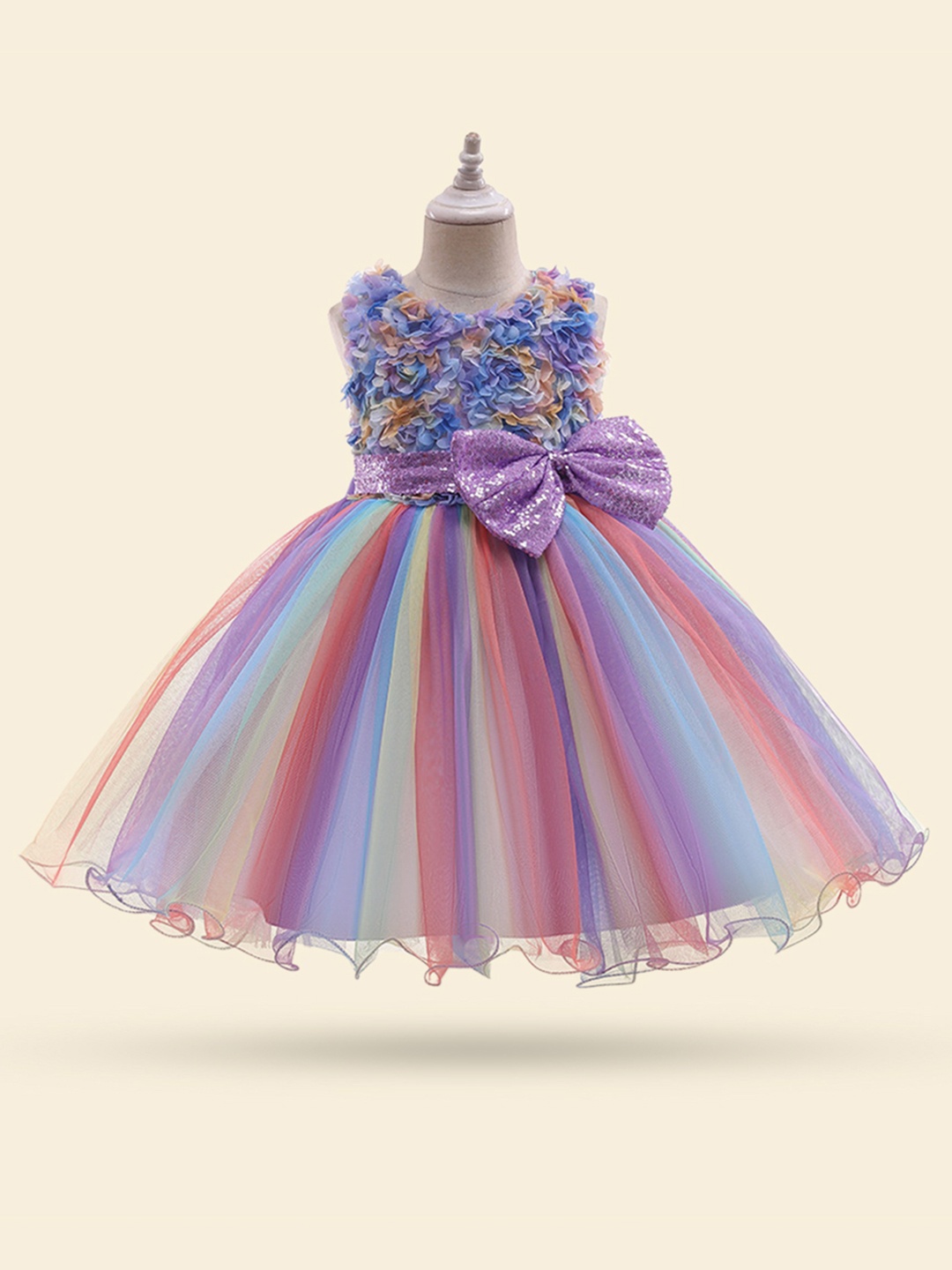 

INCLUD Purple Embellished Net Fit & Flare Dress