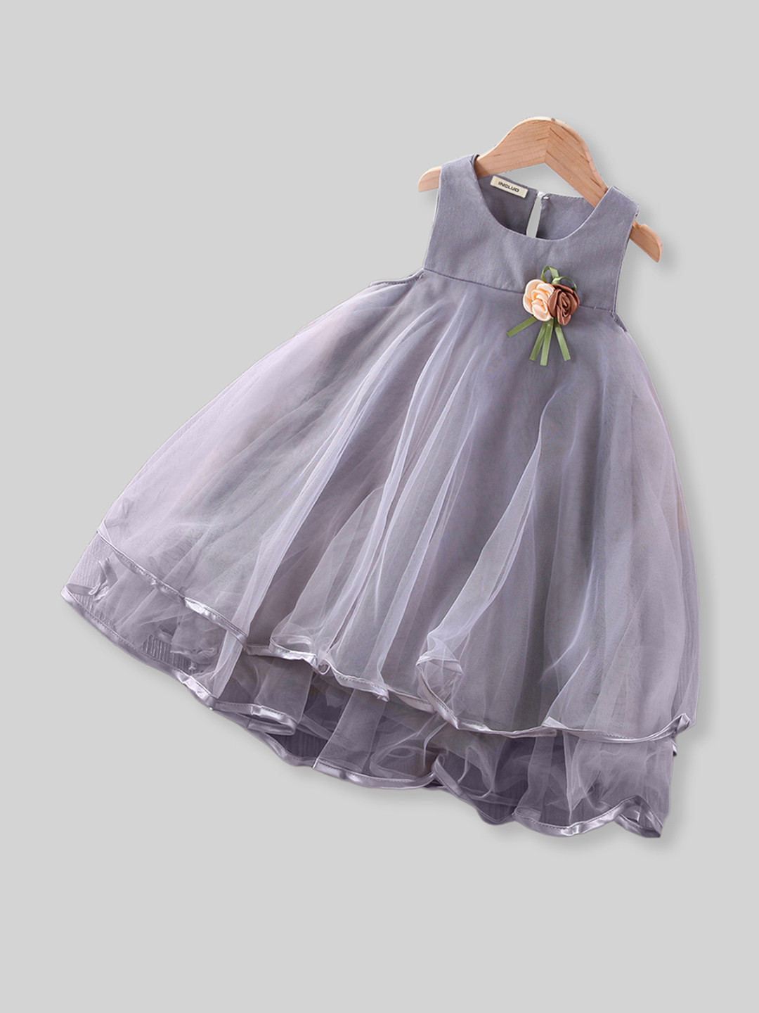 

INCLUD Grey Fit & Flare Maxi Dress