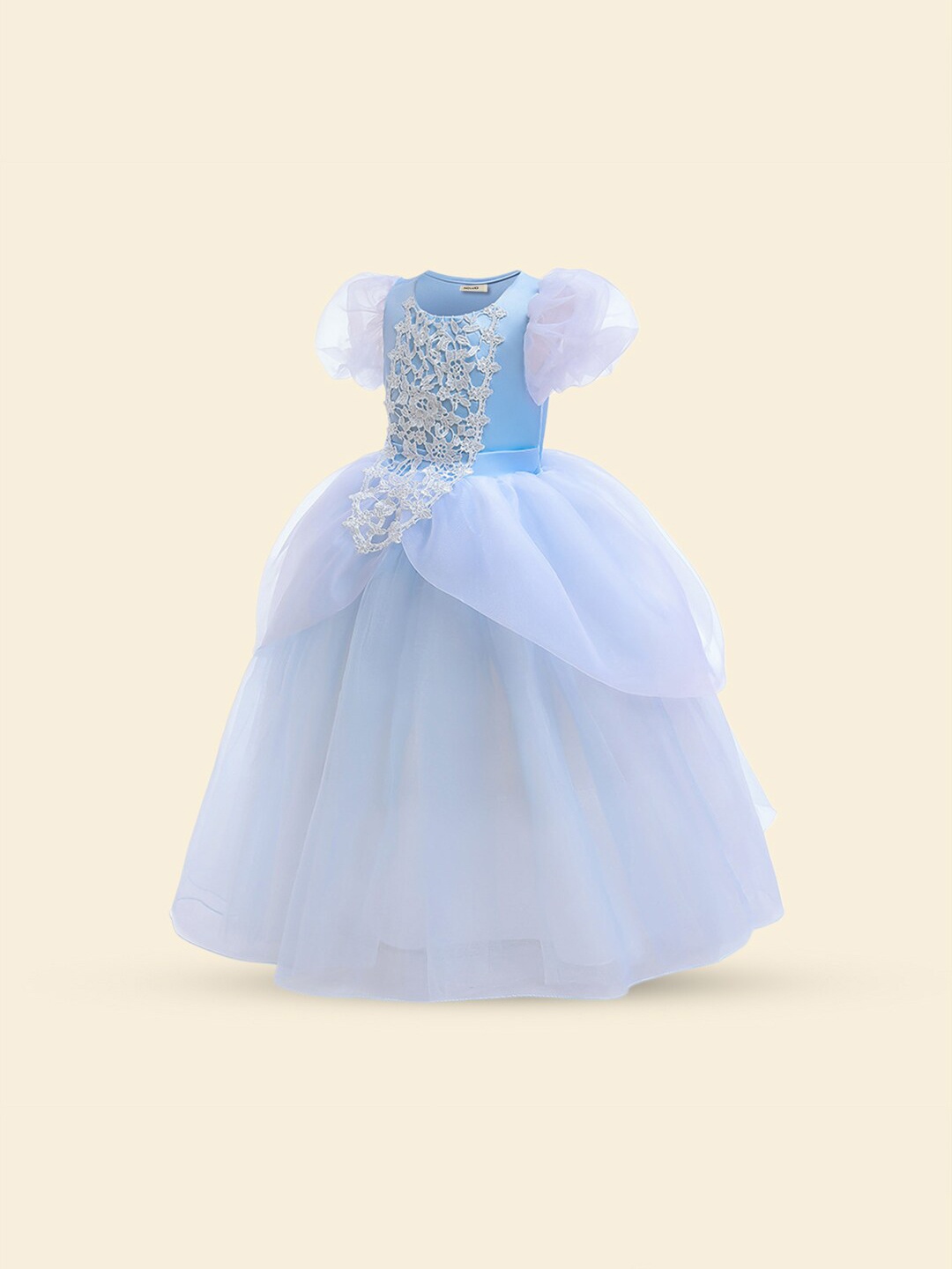 

INCLUD Girls Embellished Puff Sleeves Gown Dress, Blue