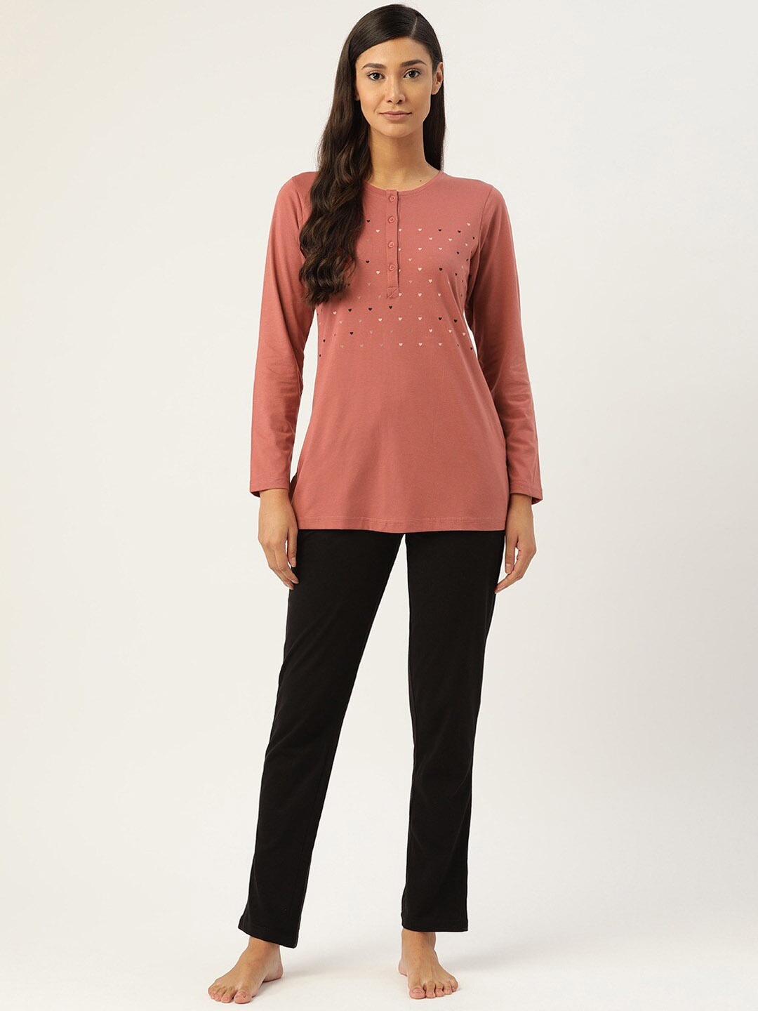 

Sweet Dreams Printed Pure Cotton T-shirt With Pyjamas, Pink