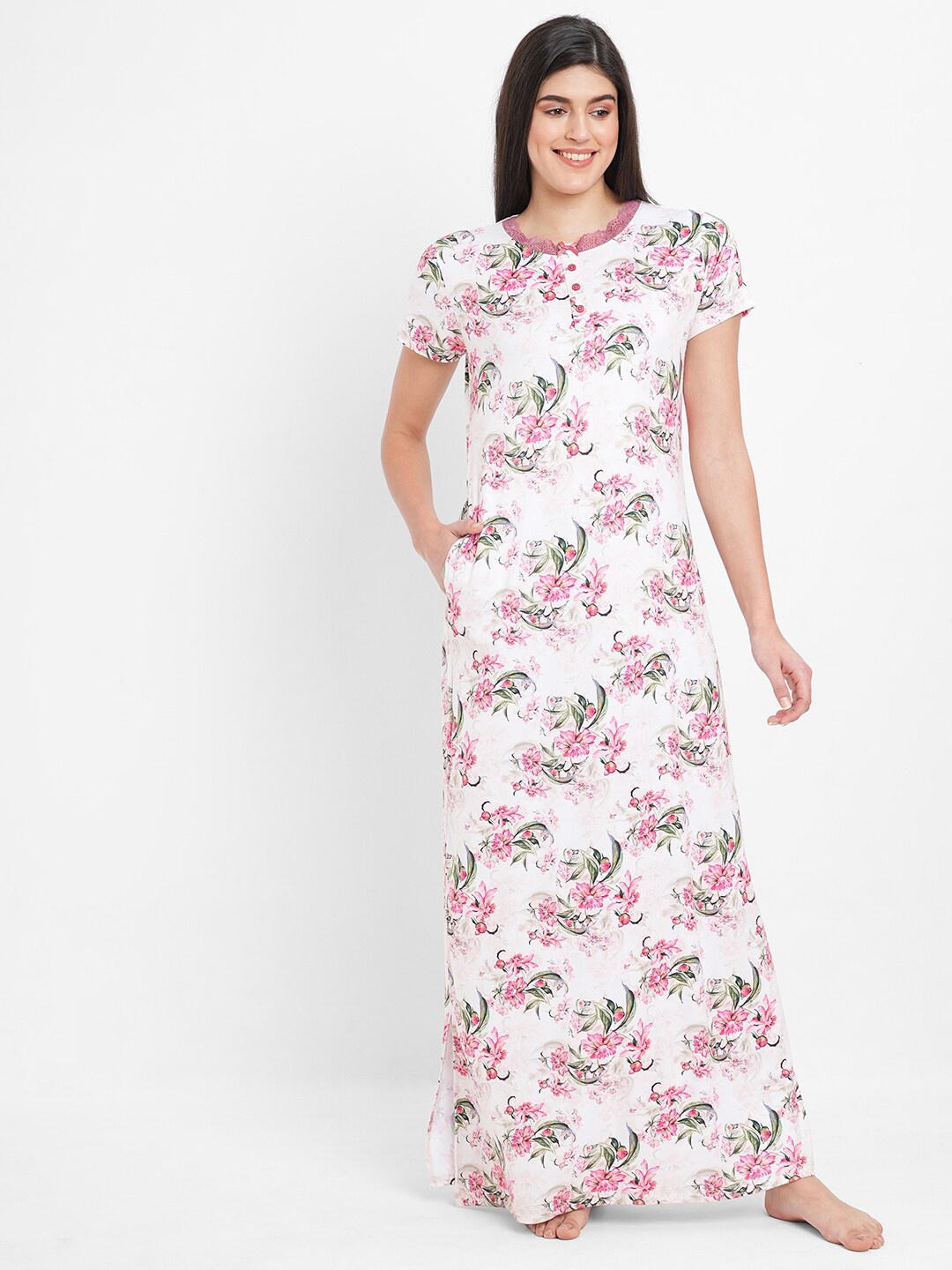 

Sweet Dreams Floral Printed Maxi Nightdress, White