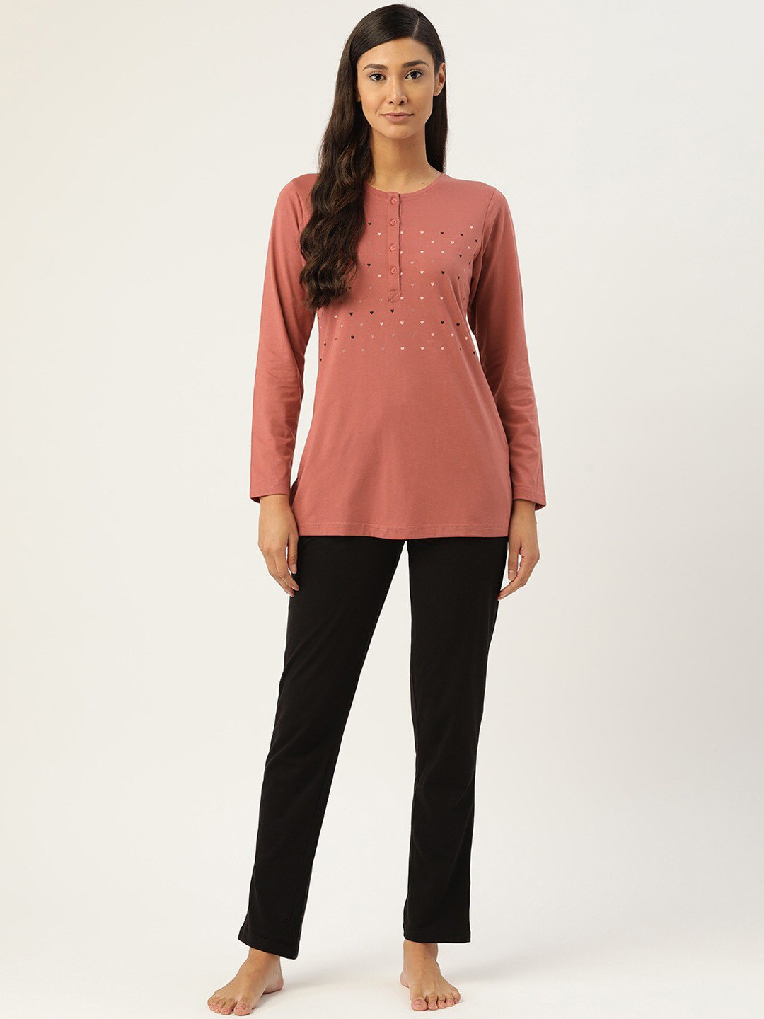 

Sweet Dreams Printed Pure Cotton T-shirt With Pyjamas, Pink