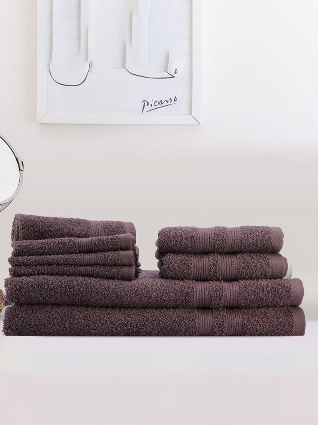 

LUSH & BEYOND Purple 8 Pieces Cotton 500 GSM Towel Set
