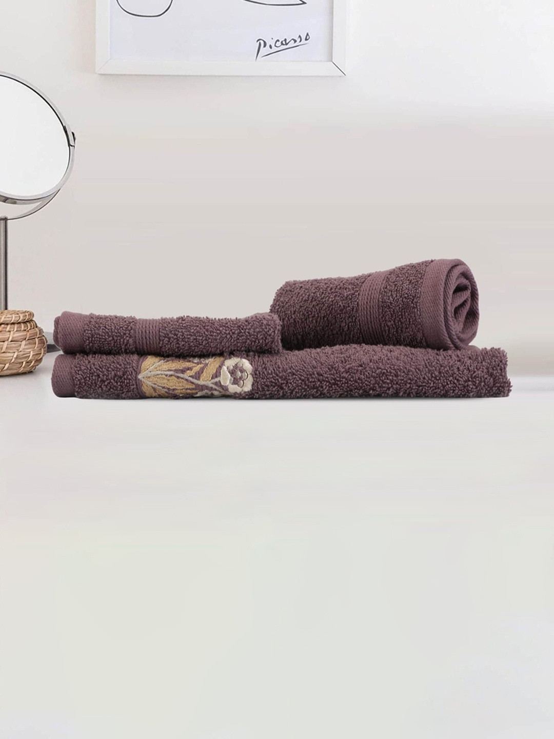 

LUSH & BEYOND Purple 3 Pieces Cotton 500 GSM Towel Set