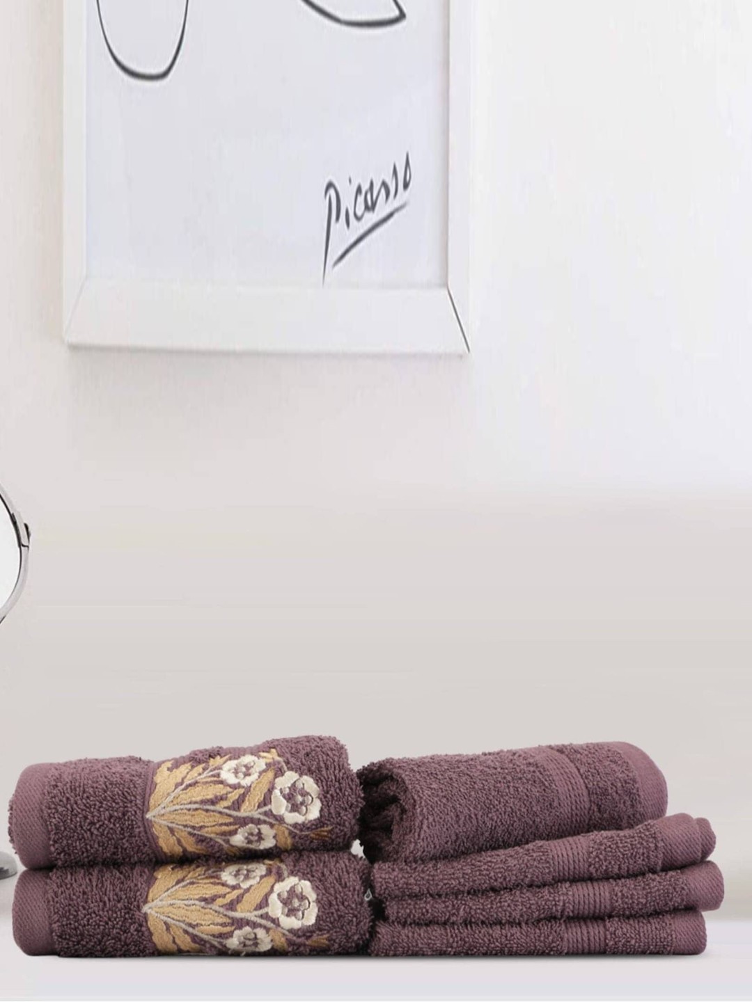 

LUSH & BEYOND Set of 6 Cotton 500 GSM Towel Set, Purple
