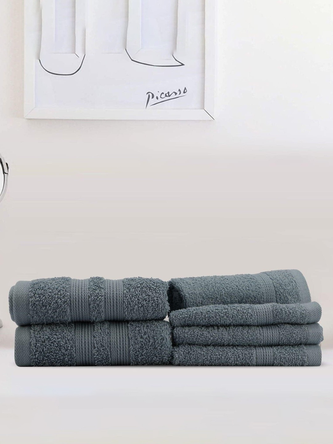 

LUSH & BEYOND Blue 6 Pieces Cotton 500 GSM Towel Set