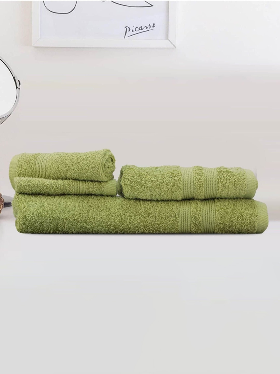 

LUSH & BEYOND Green 4 Pieces Cotton 500 GSM Towel Set
