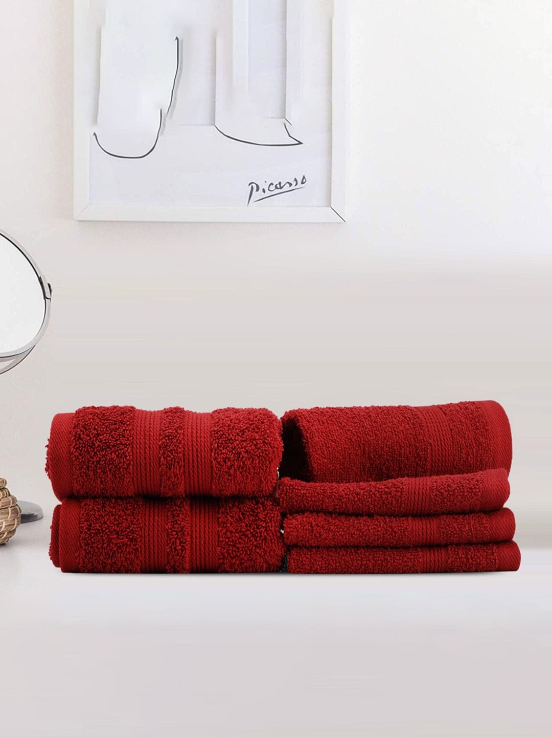 

LUSH & BEYOND 6 Pieces Maroon Cotton 500 GSM Towel Set