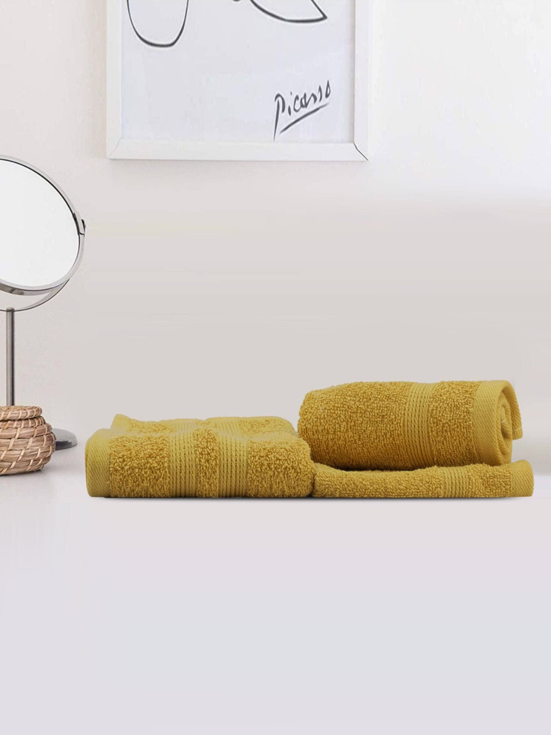 

LUSH & BEYOND 3 Pieces Mustard Cotton 500 GSM Towel Set