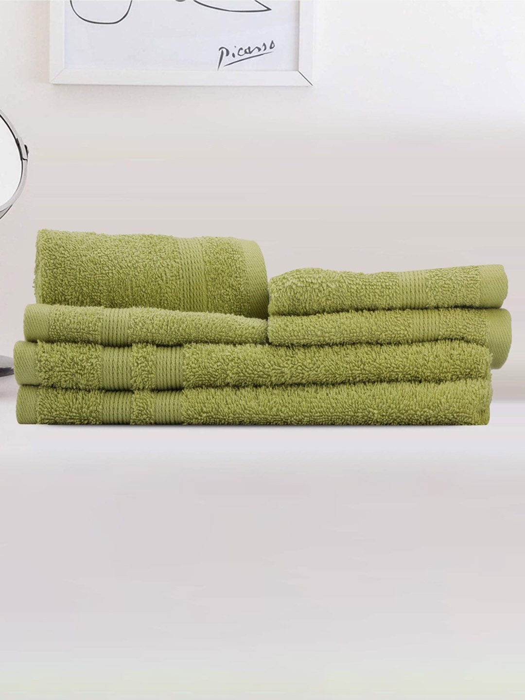 

LUSH & BEYOND 6 Pieces Green Cotton 500 GSM Towel Set