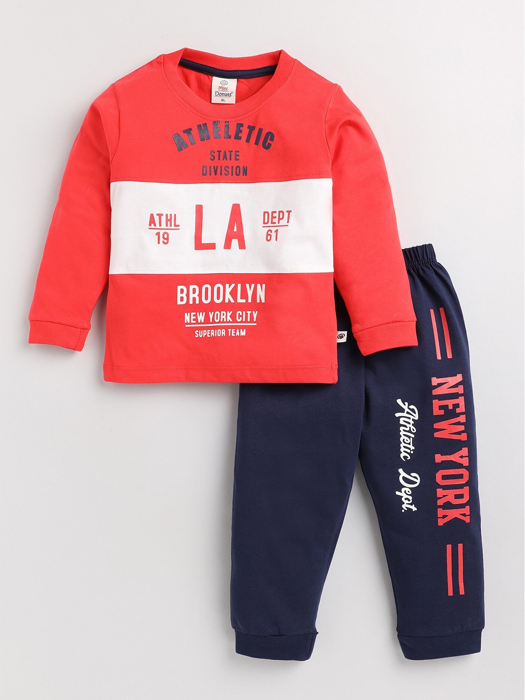 

BAESD Infant Boys Printed Pure Cotton T-shirt with Trousers, Coral