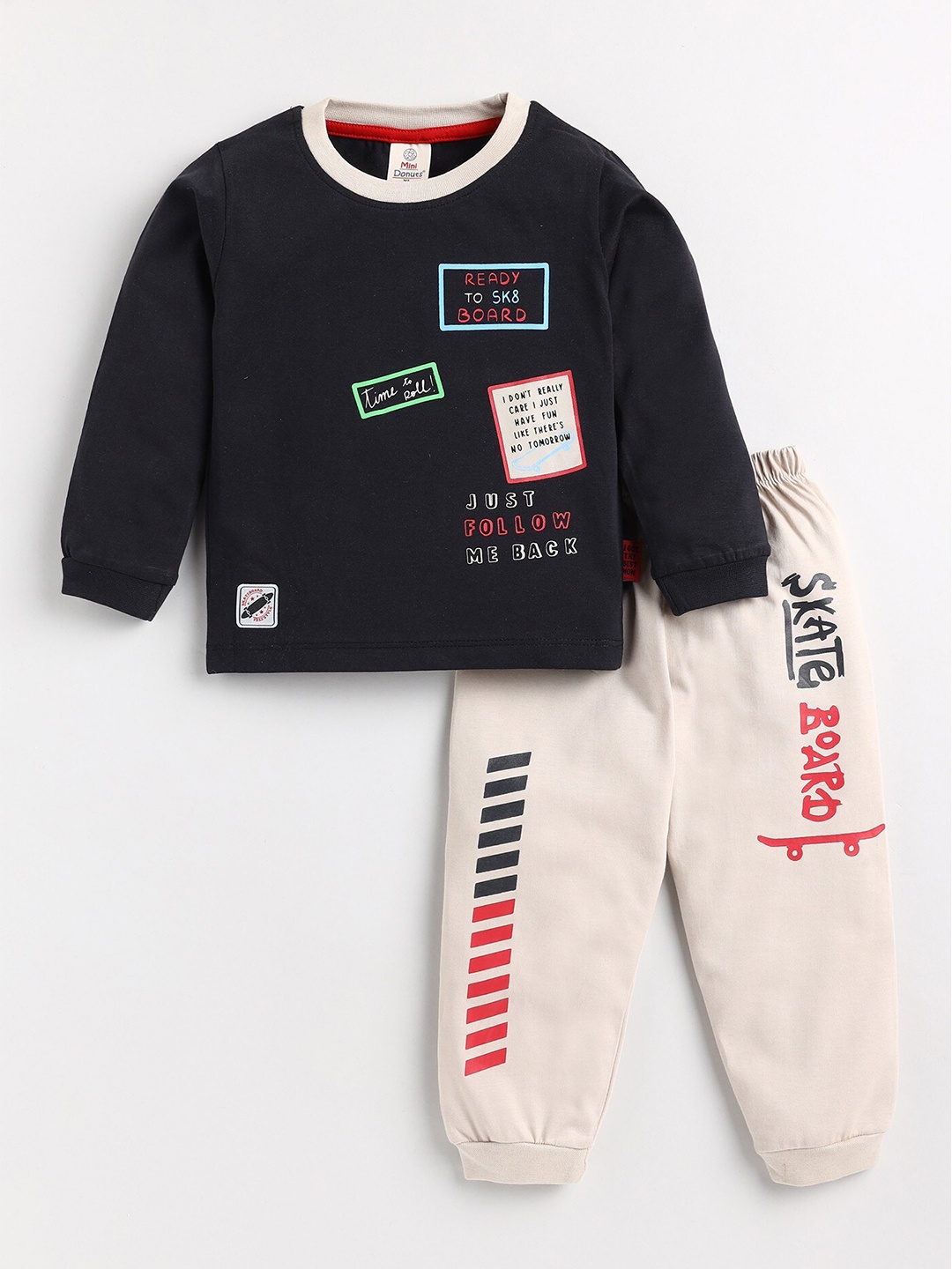 

BAESD Boys Printed Pure Cotton T-shirt With Jogger, Charcoal