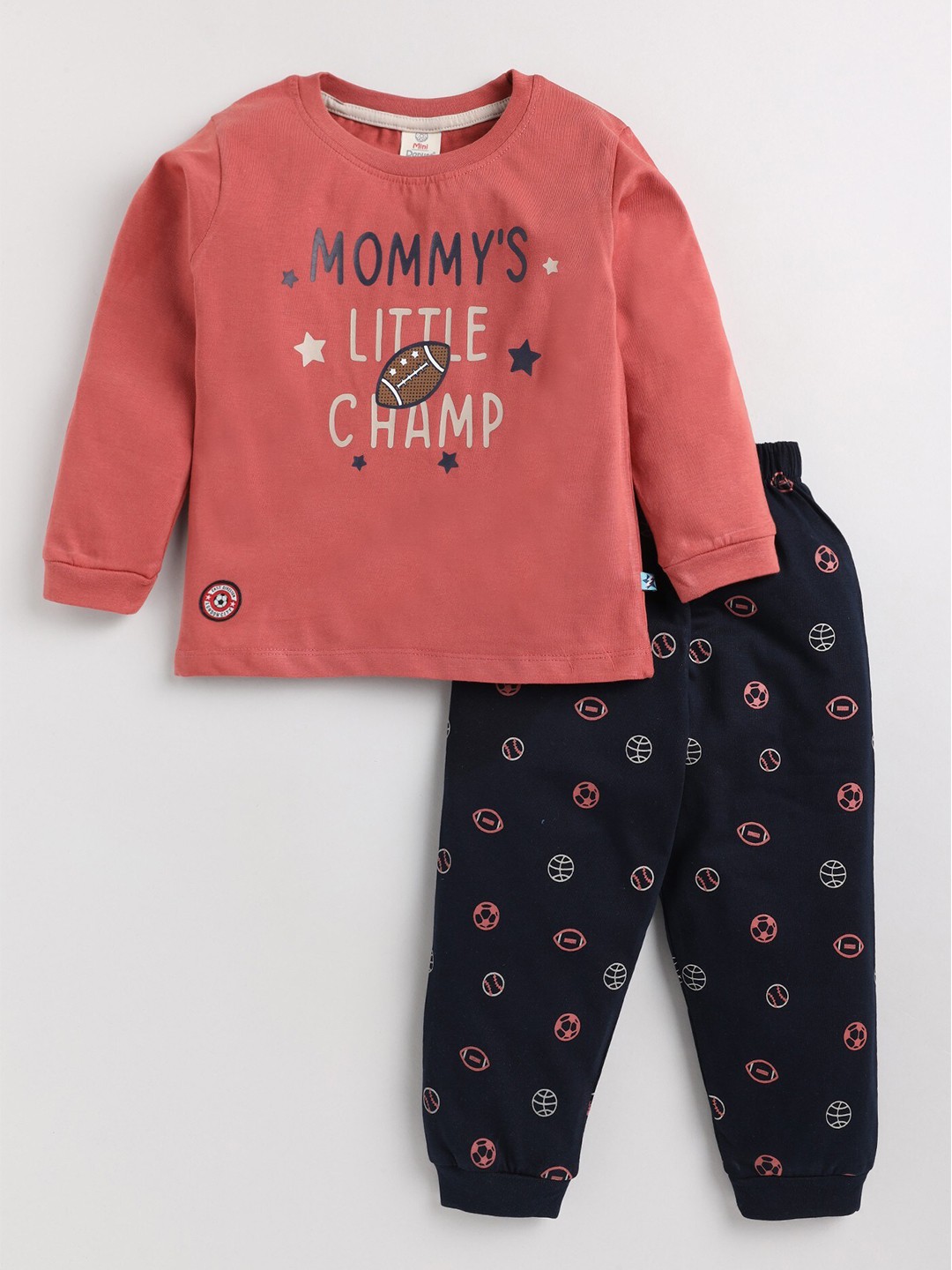 

BAESD Boys Printed T-shirt with Trousers, Rust