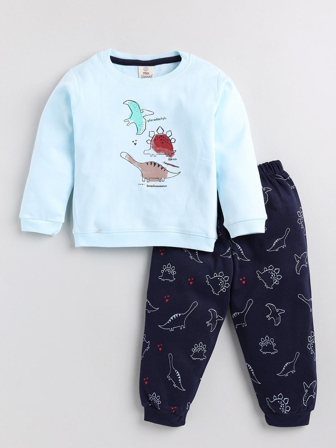 

BAESD Infants Printed Pure Cotton T-shirt With Joggers, Navy blue