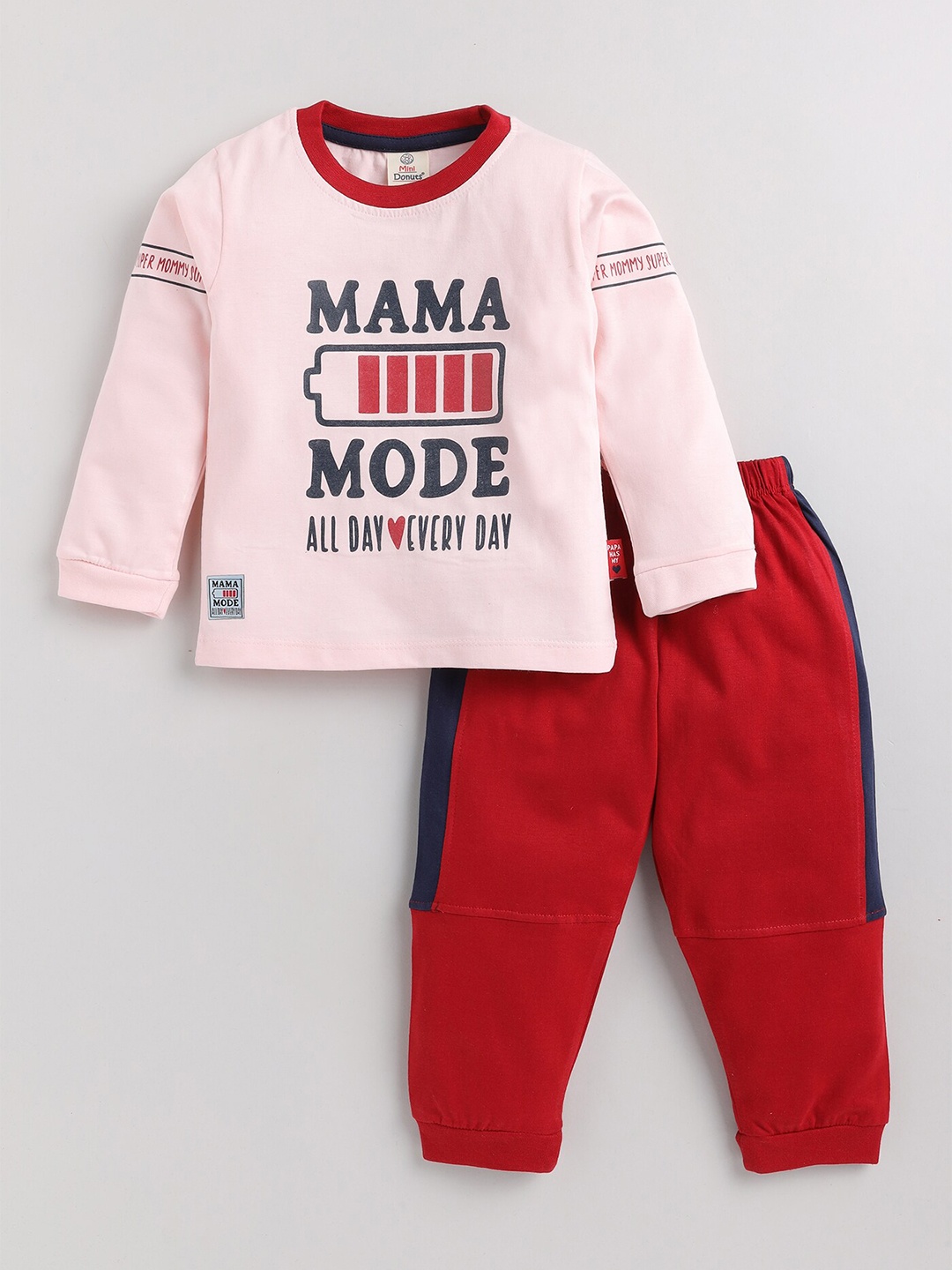 

BAESD Boys Typography Printed Pure Cotton T-shirt With Joggers, Peach