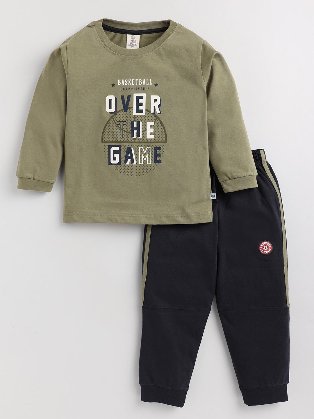 

BAESD Boys Olive Green Printed T-shirt with Trousers