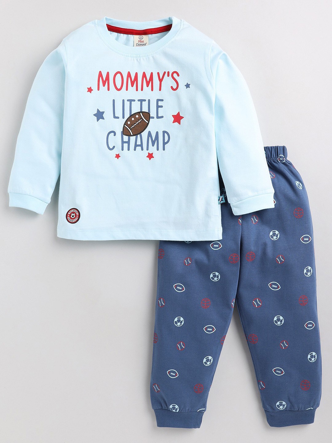 

BAESD Infant Boys Printed Pure Cotton T-shirt with Trousers, Blue