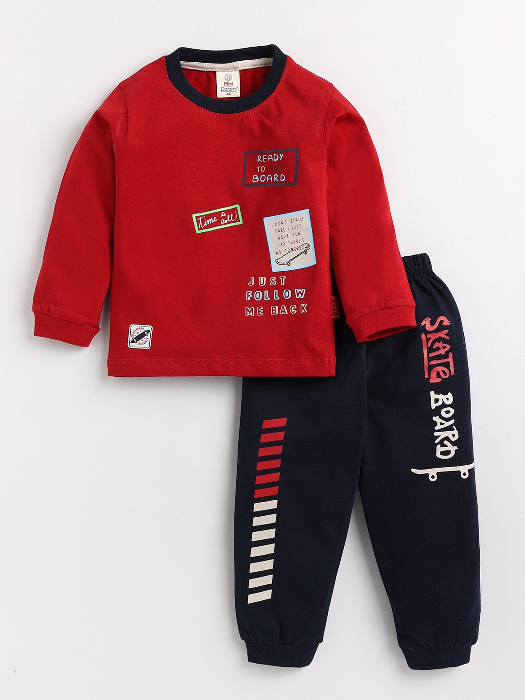 

BAESD Boys Printed Pure Cotton T-shirt With Jogger, Red