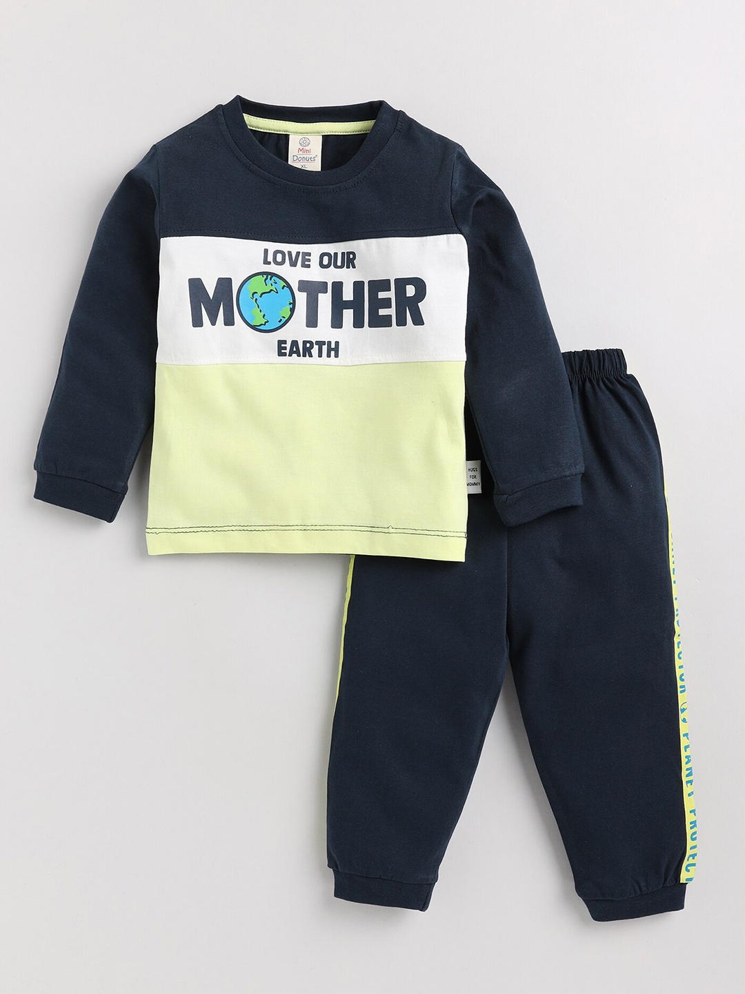 

BAESD Infant Boys Printed Pure Cotton T-shirt with Trousers, Navy blue