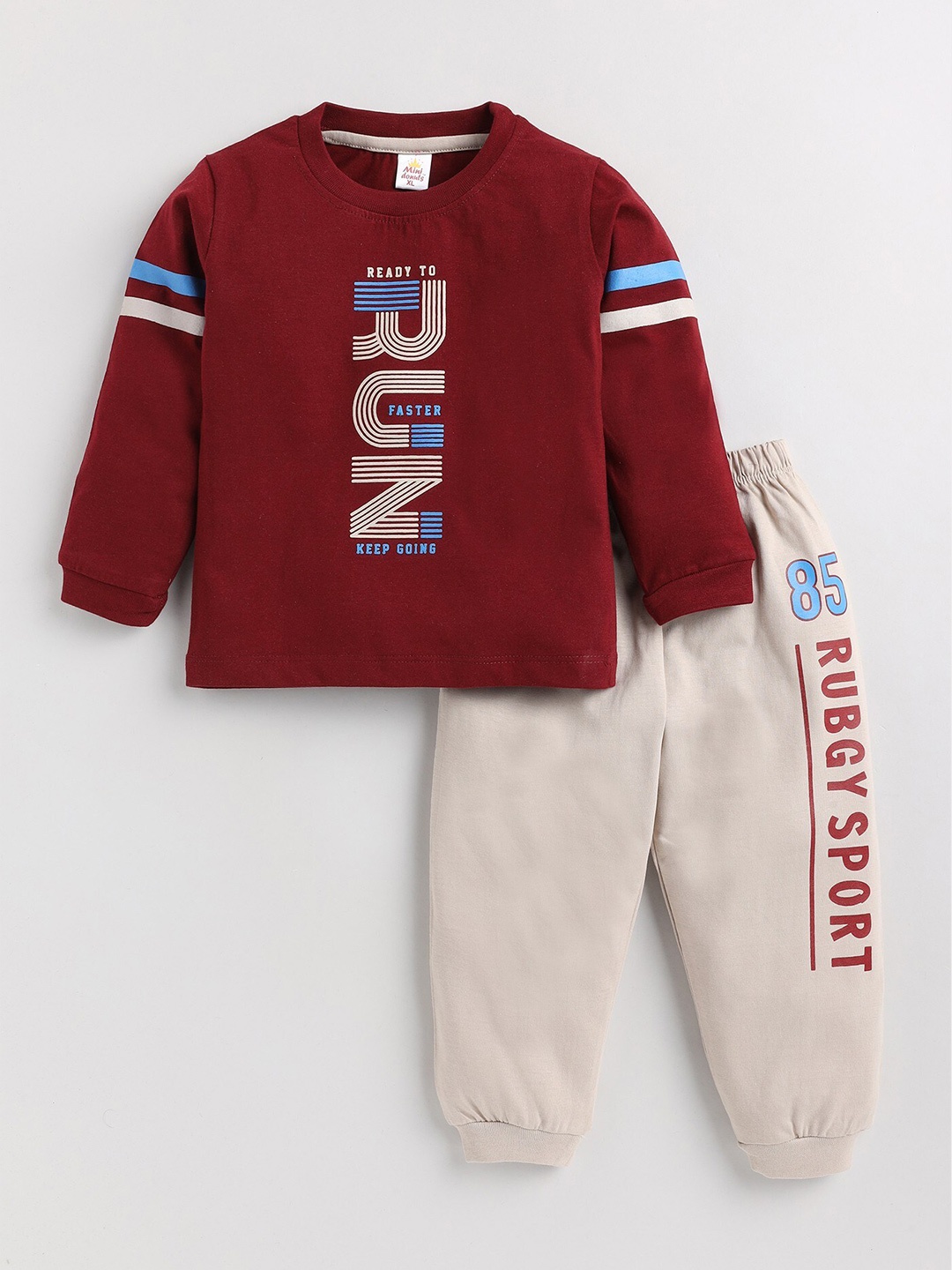 

BAESD Infant Boys Printed Pure Cotton T-shirt with Trousers, Maroon