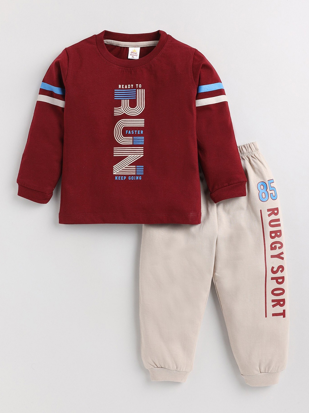 

BAESD Boys Printed Pure Cotton T-shirt With Jogger, Maroon