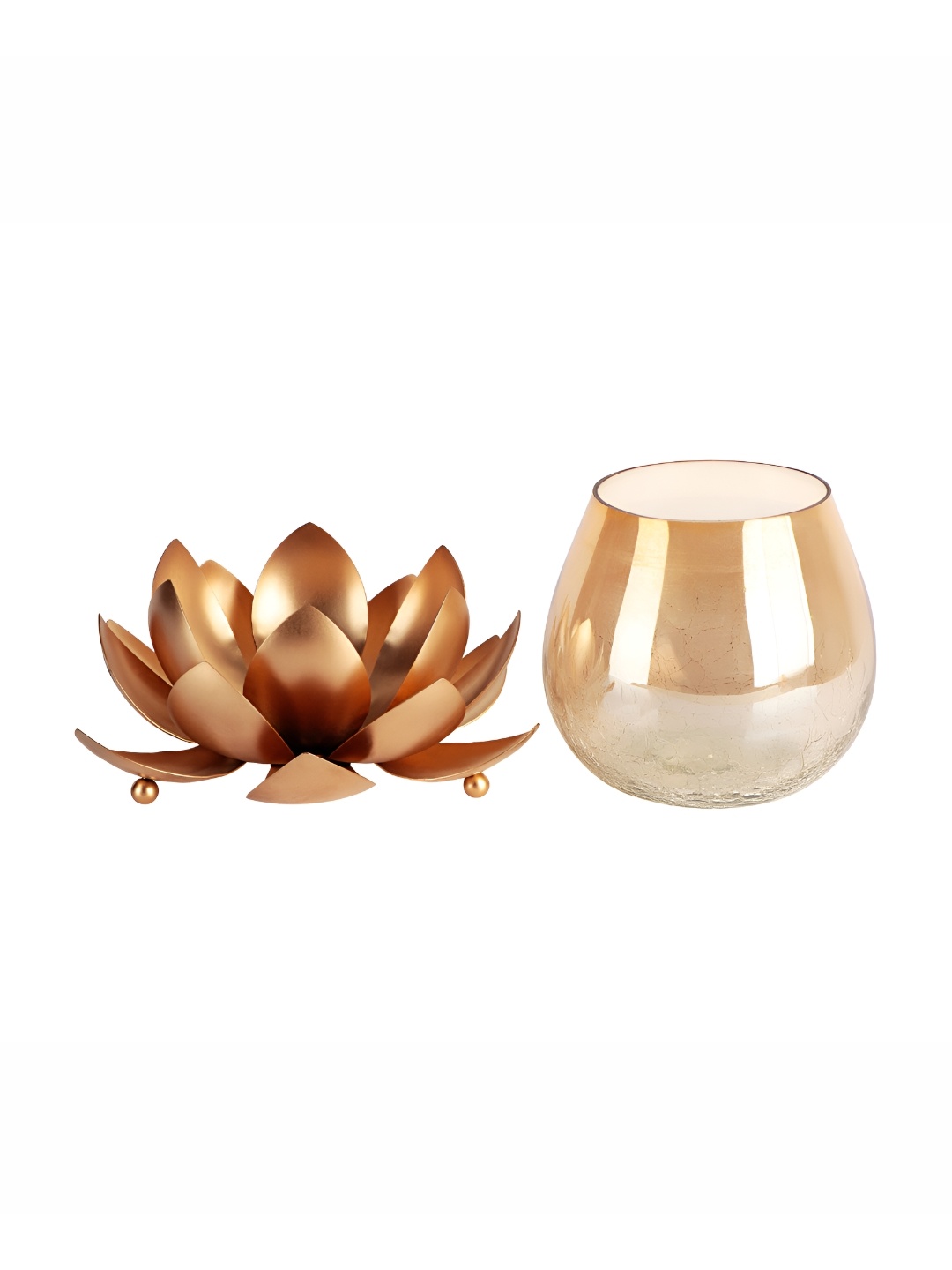 

Clovefry Gold-Toned Metal Lotus Flower Candle Holder