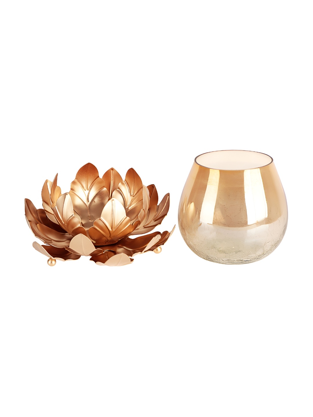 

Clovefry Gold-Toned Metal Lotus Flower Candle Holder