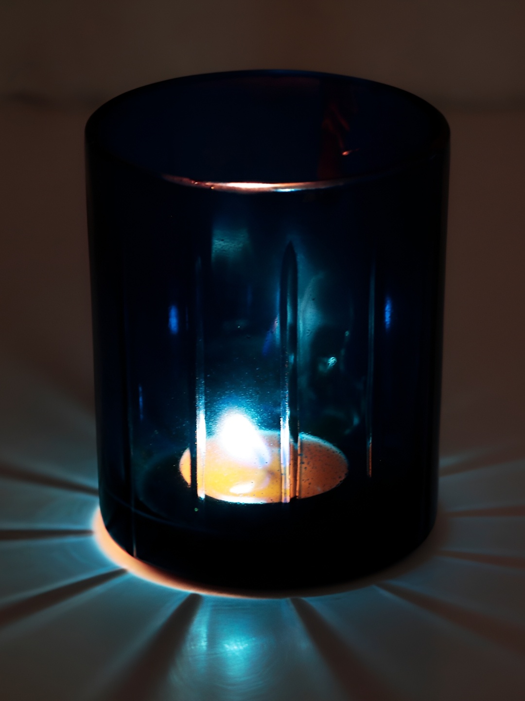 

Clovefry Blue 2Pcs Ribbed Design Glass Candle Holder
