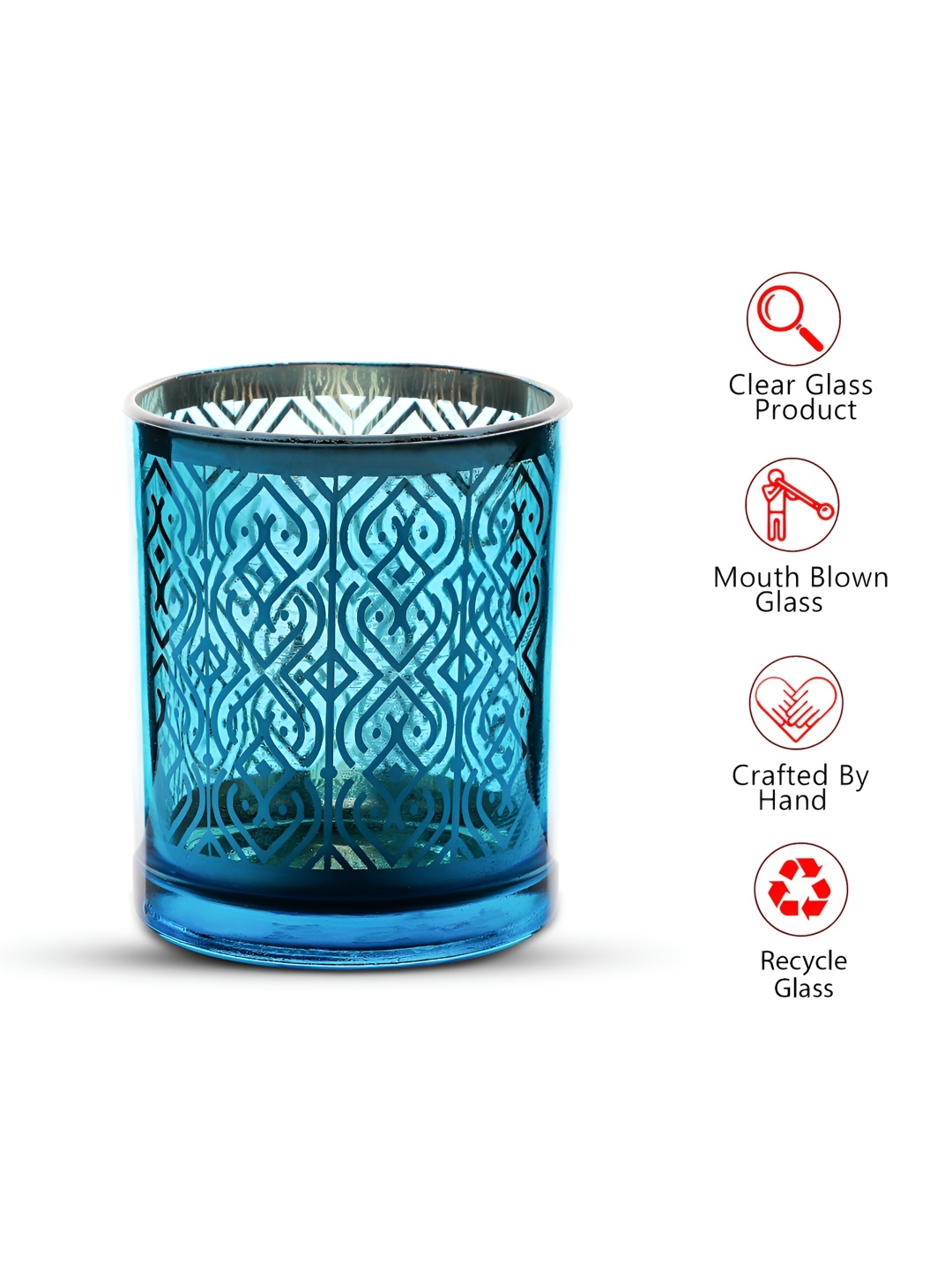 

Clovefry Blue & Gold-Tone 2Pcs Laser Cut Glass Candle Holder