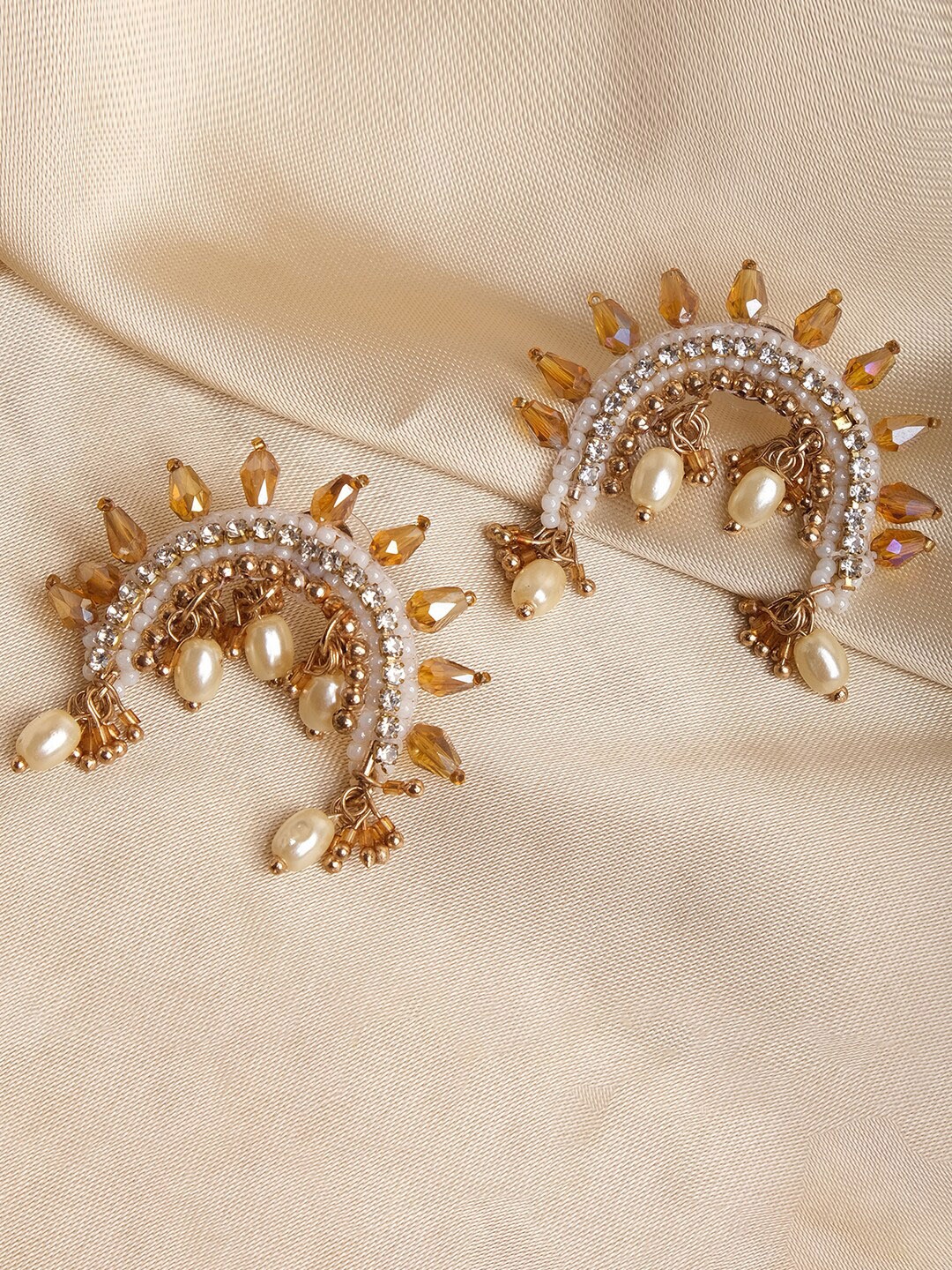 

XPNSV Gold-Plated Beaded Half Hoop Earrings