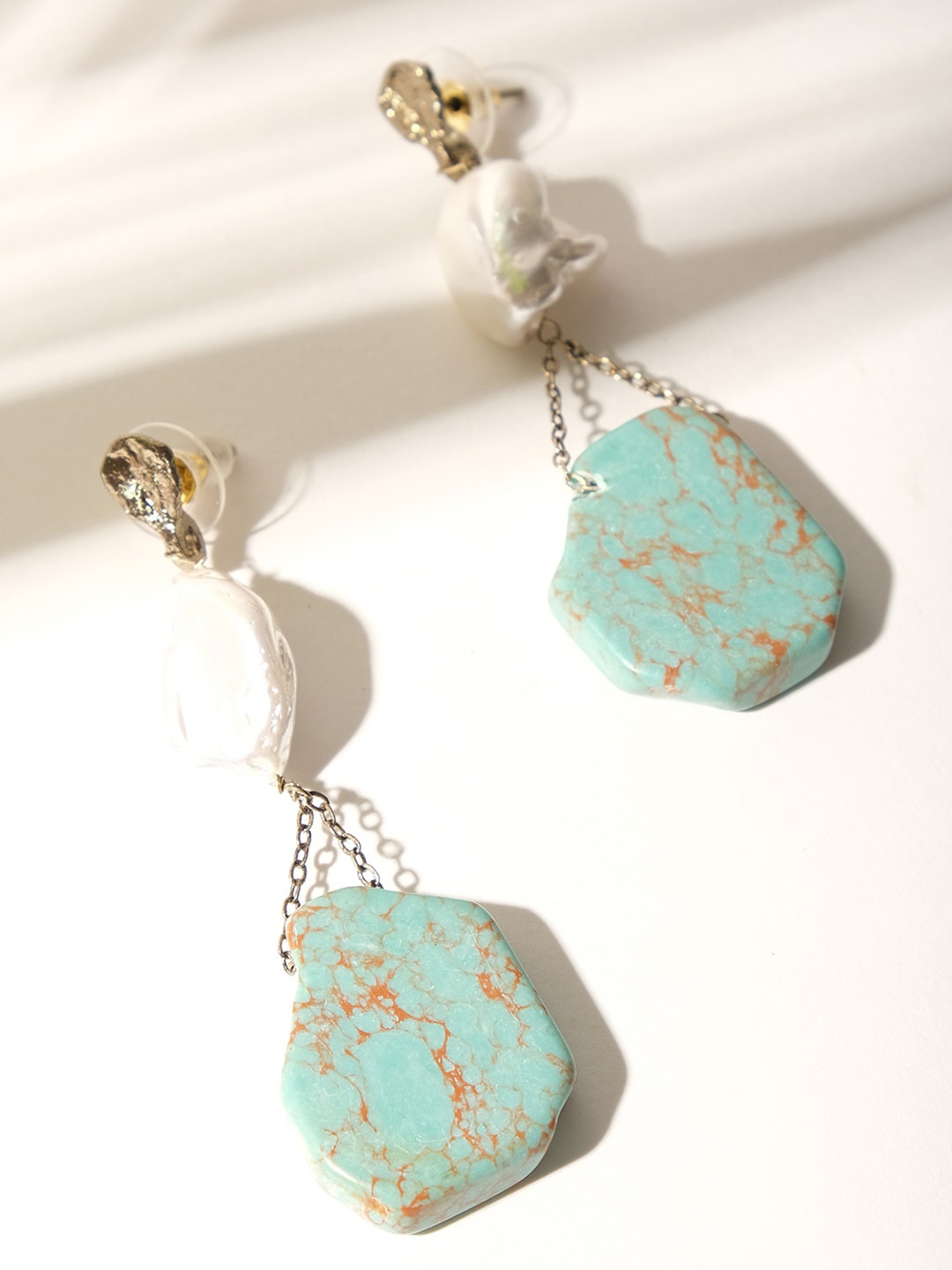 

XPNSV Beaded Contemporary Drop Earrings, Green