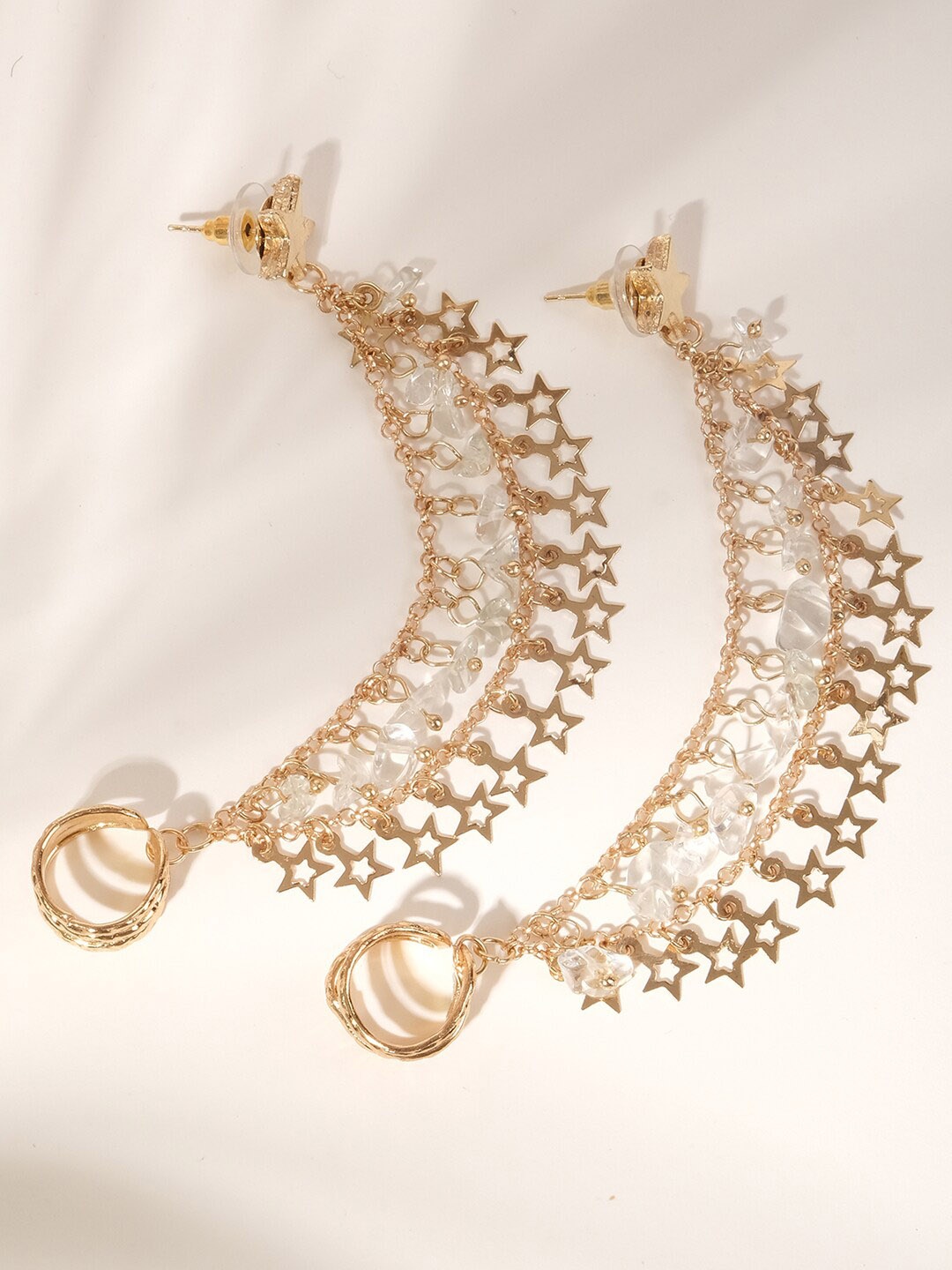 

XPNSV Gold-Plated Contemporary Piercing Drop Earrings