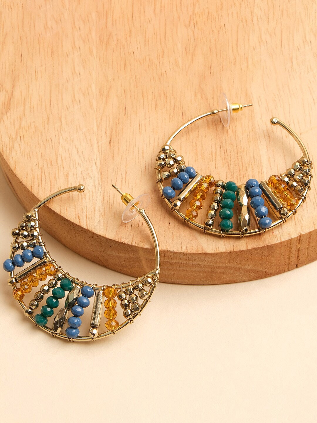 

XPNSV Gold-Plated Circular Shaped Half Hoop Earrings