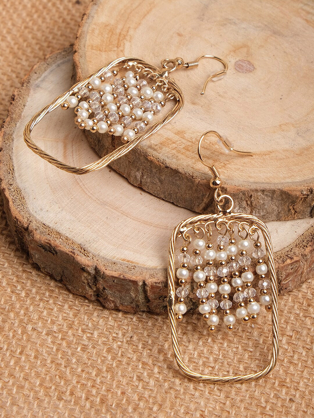 

XPNSV Gold Plated Beaded Drop Earrings
